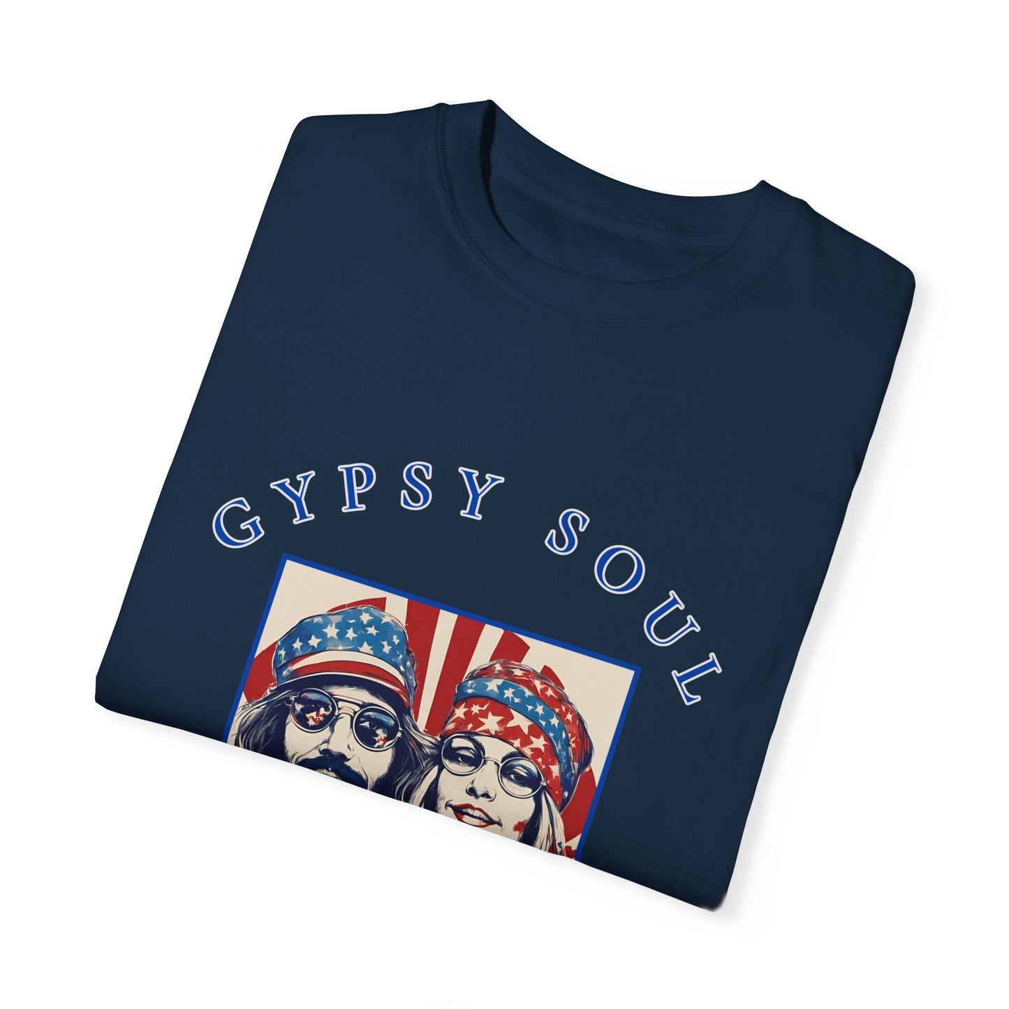 Gypsy Soul Red, white, blue, and groovy too T-shirt, hippy style, 4th of july, Independence day, American party, hippy girl, patriotic hippy,flower children, Boho girl