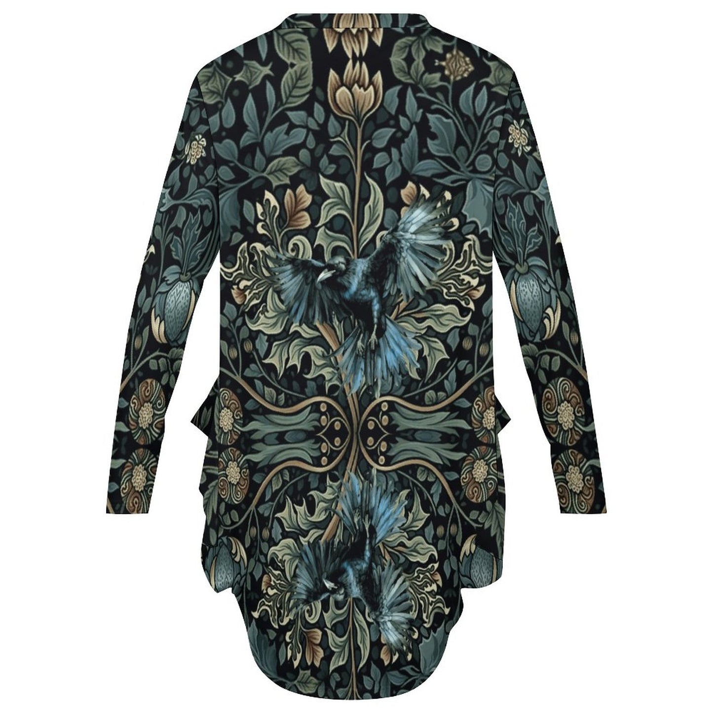 Loose Long-sleeve Dress with Pockets (All-Over Printing)