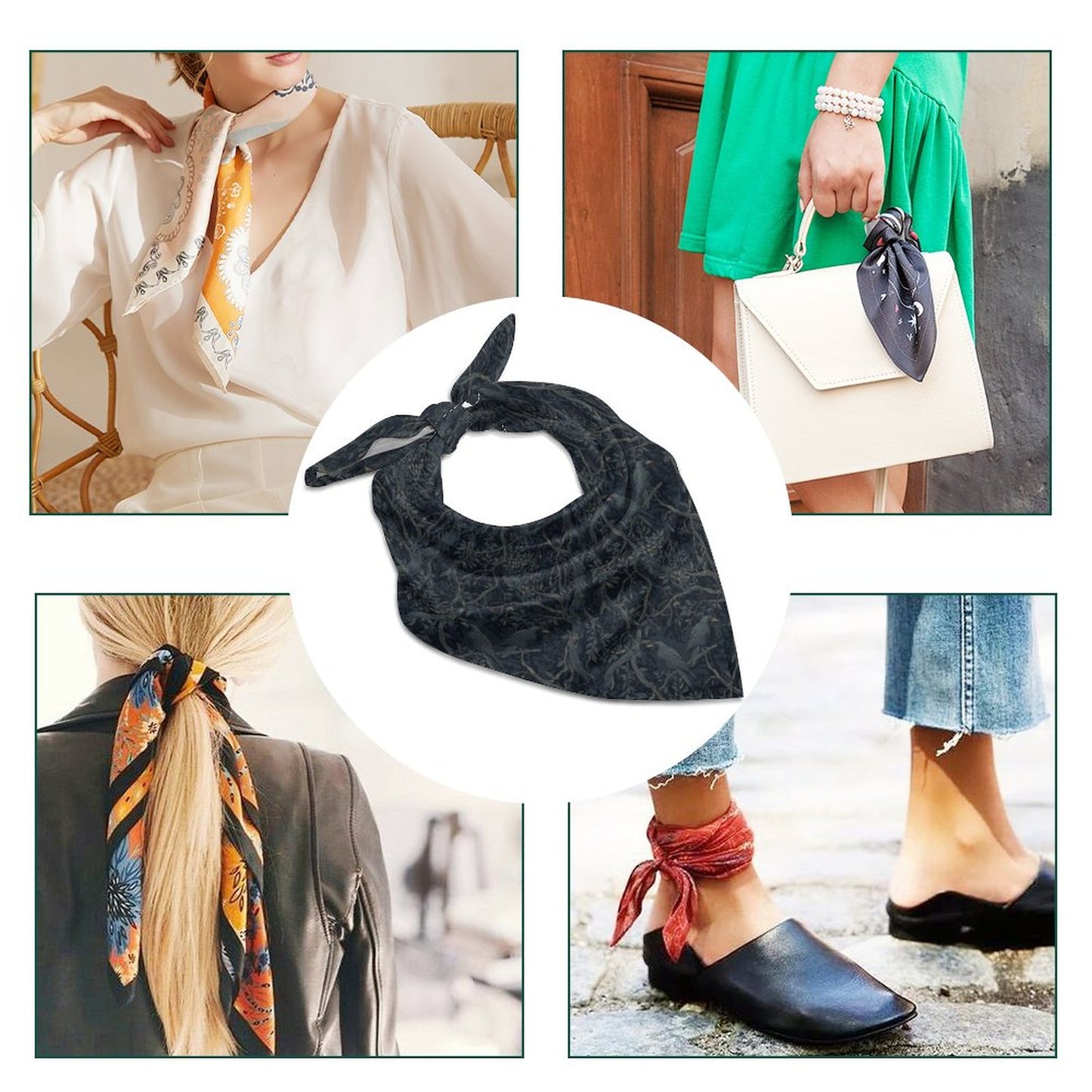 Square Printed Scarves with Skin-friendly Imitated Silk