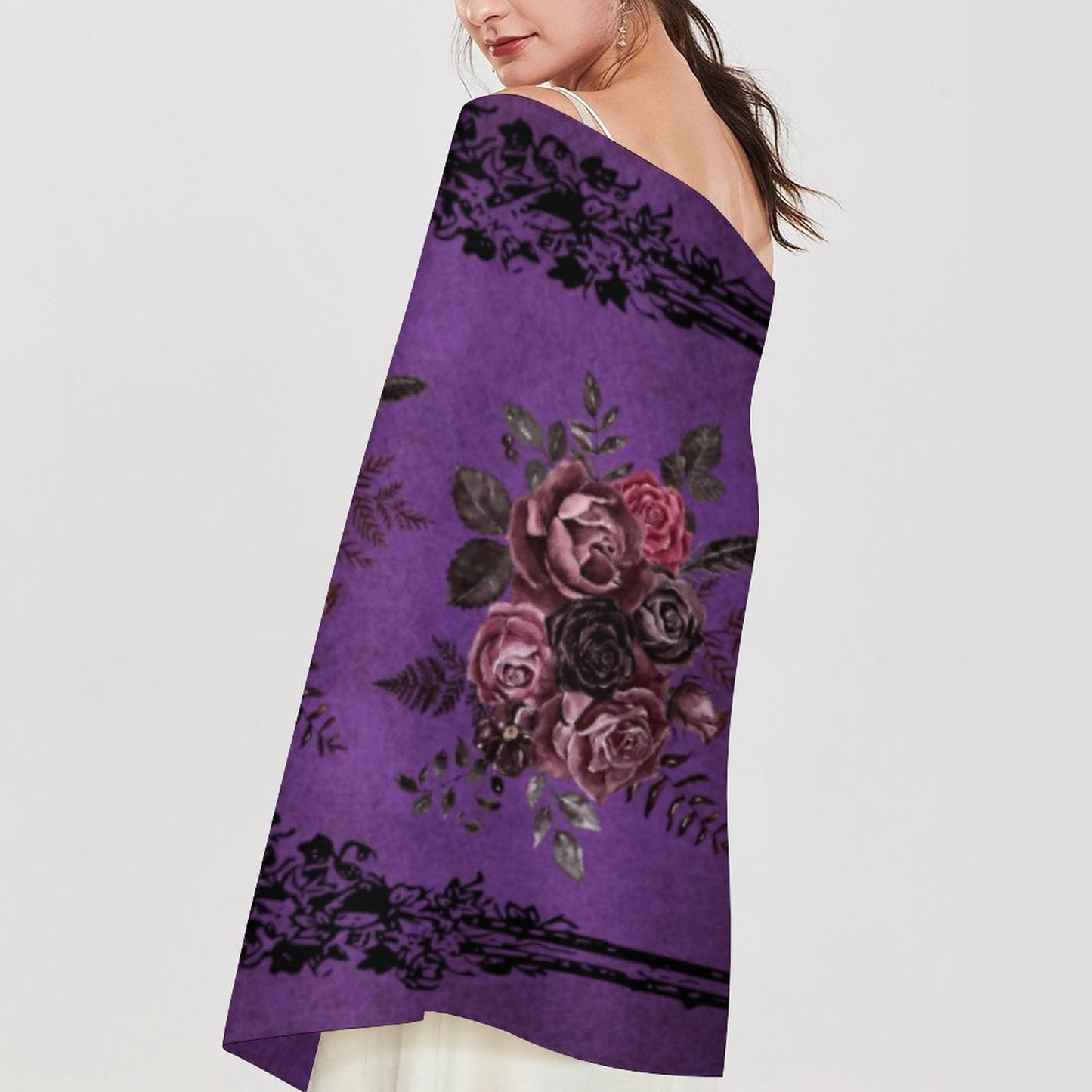 Gothic Roses Cashmere-like Tassel Scarf (All-Over Printing)