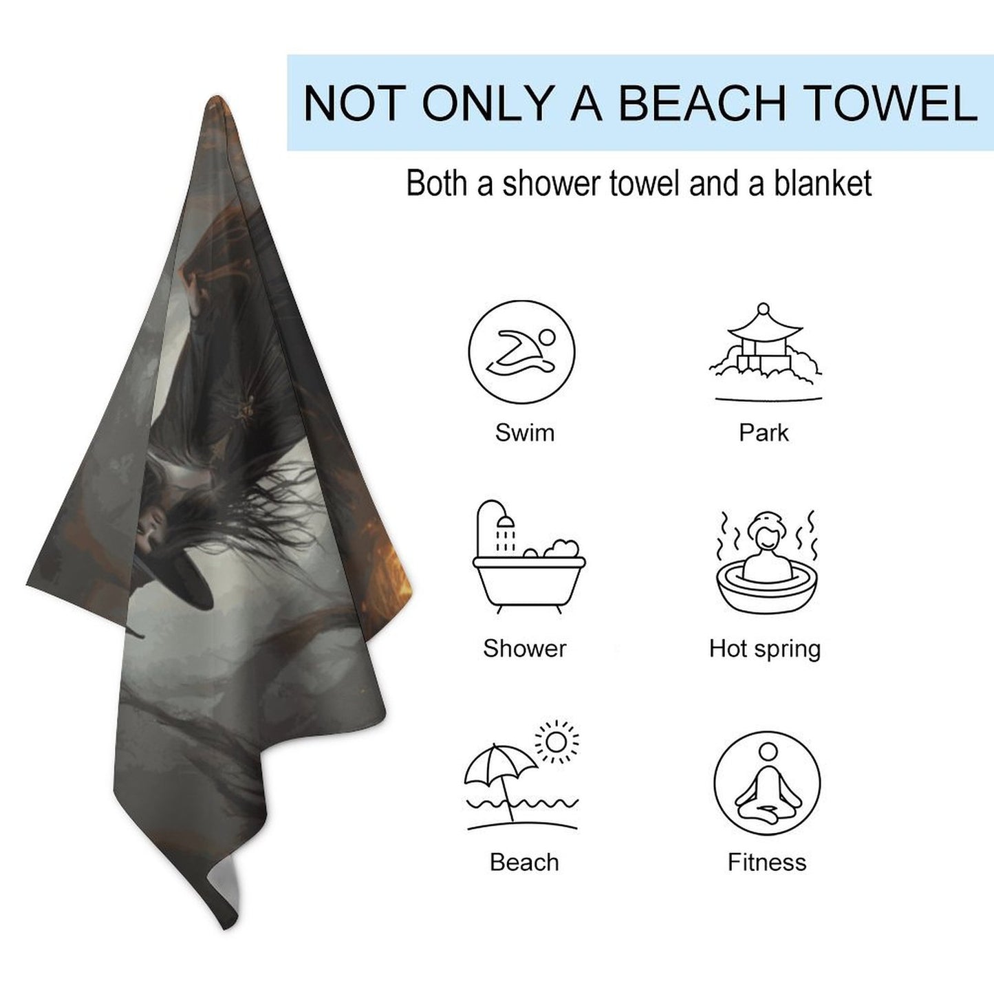 The Witch Beach Towel for Adults (All-Over Printing)