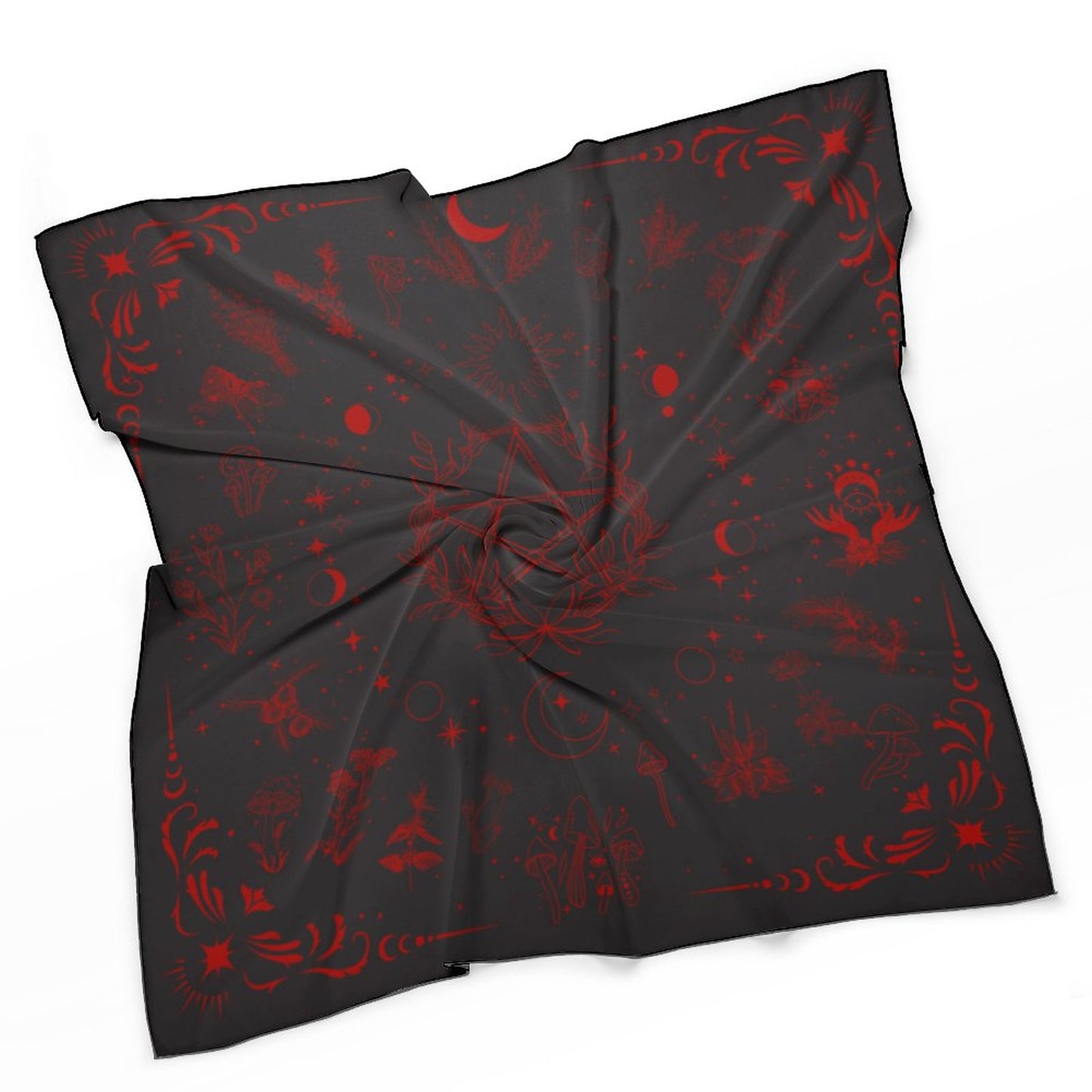 Black Witchy Herbs in Red Women's Scarf NZ215