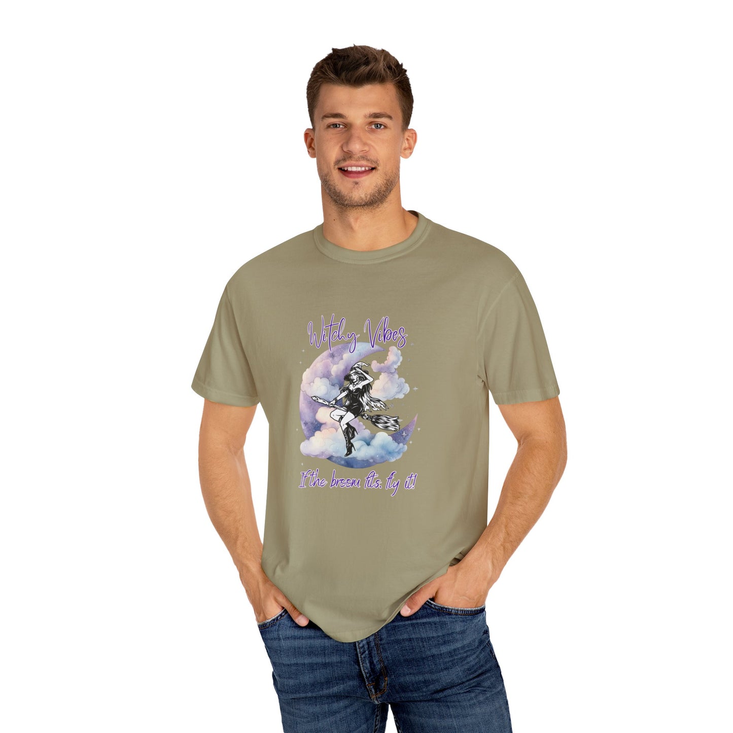 Witchy Vibes, If the broom fits, fly it! Unisex Garment-Dyed T-shirt