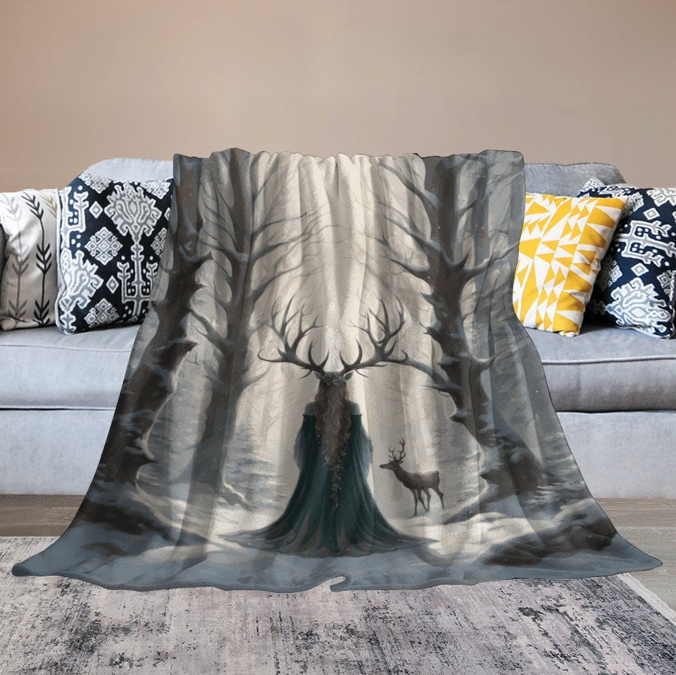 Yule Winter Witch 280gsm Flannel Blanket-60"x80" (Dual-sided Printing)