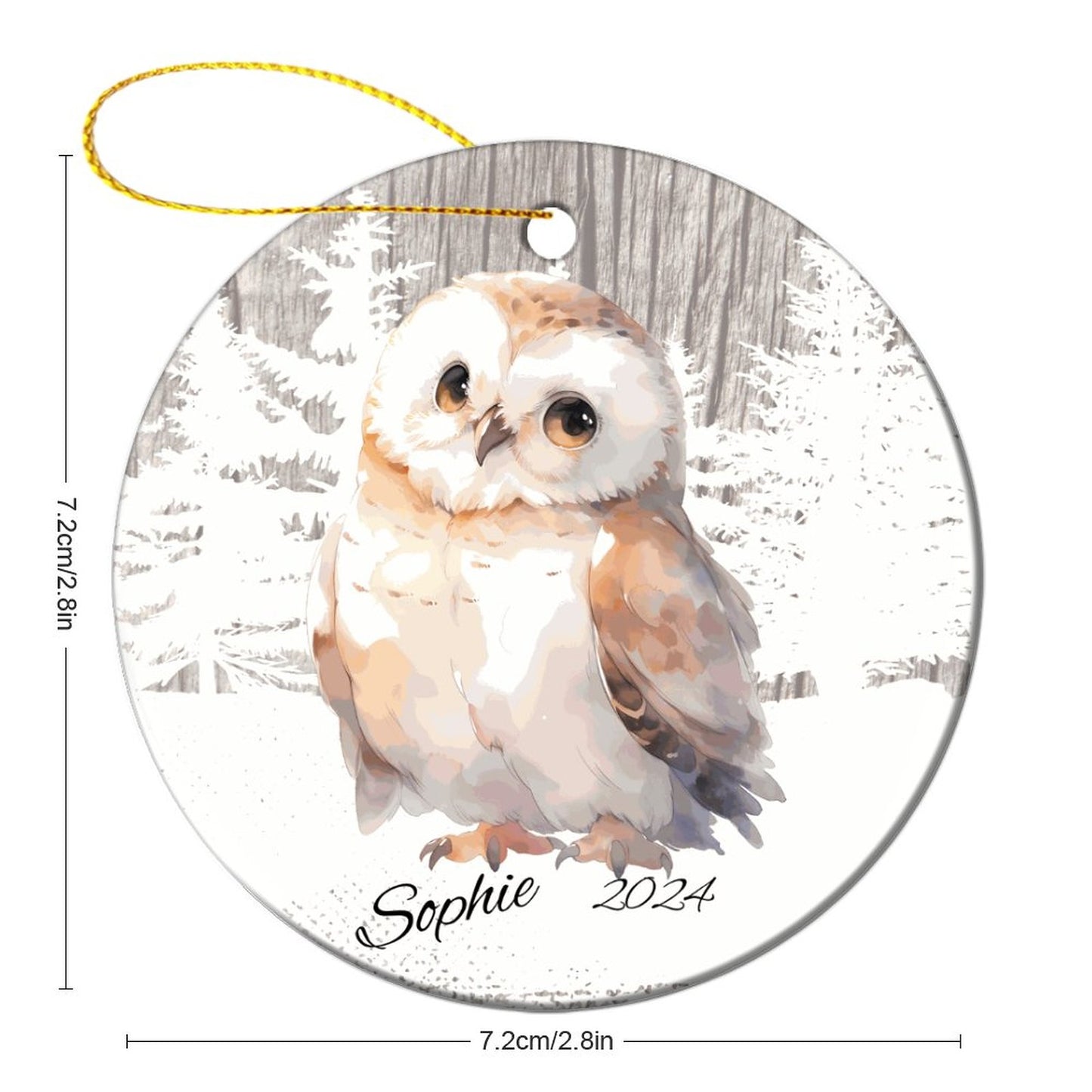 Cute Woodland Owl Round Christmas Ceramic Ornament