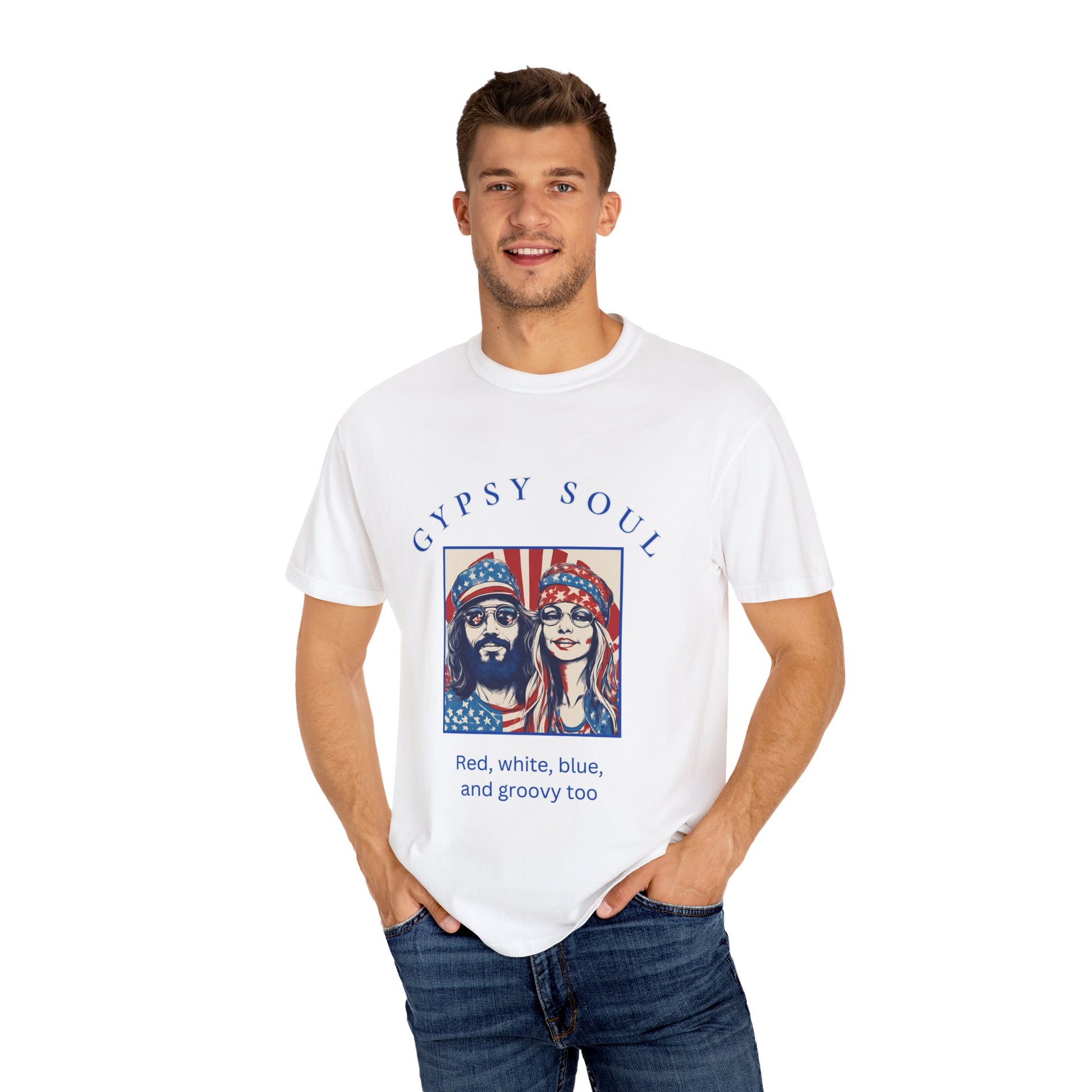 Gypsy Soul Red, white, blue, and groovy too T-shirt, hippy style - The Witchy Gypsy