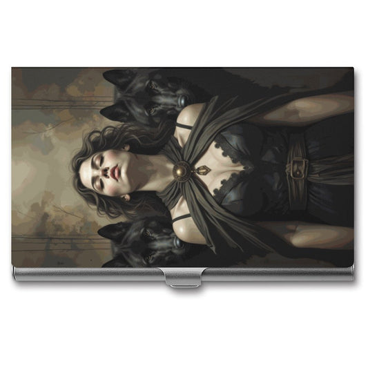 Goddess Hectate and Wolves Business Card Holder
