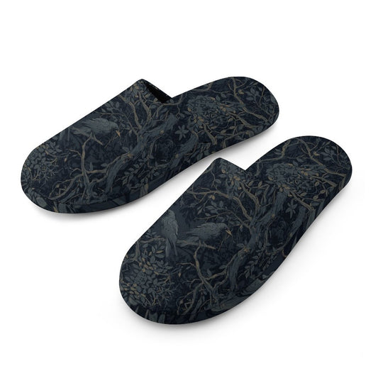 William Morris Inspired Crows Flannel Ladies Cotton Slippers