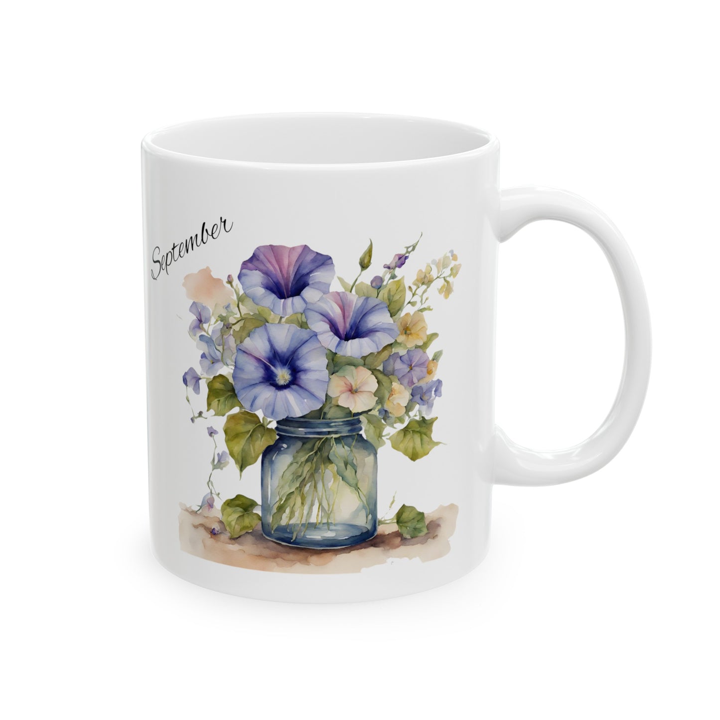 September Ceramic Mug, 11oz, September Birth flower Ceramic Mug - The Witchy Gypsy
