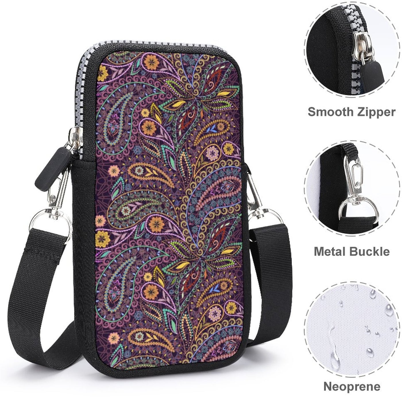 Paisley Passion Cell Phone Crossbody Pouch