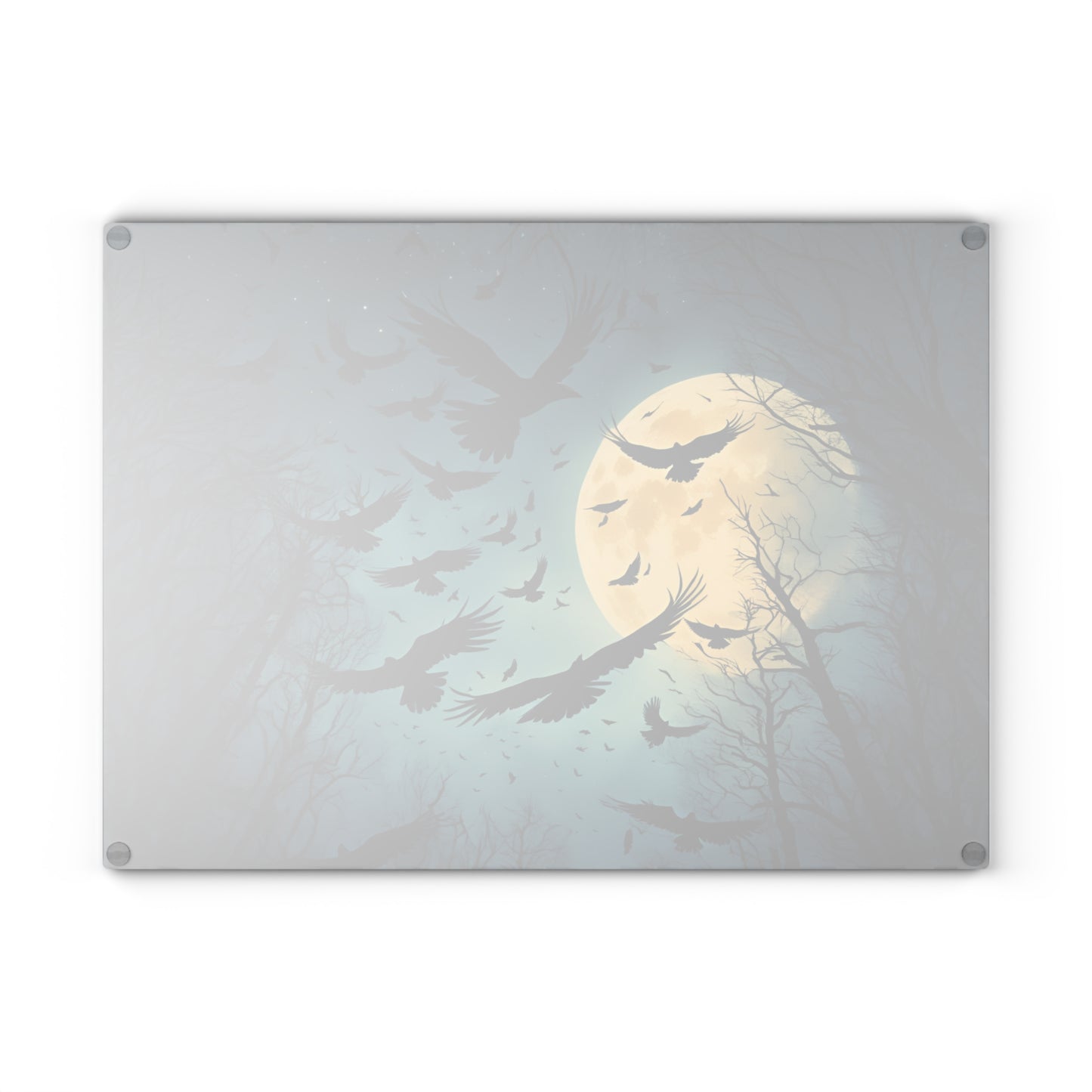 Full Moon Crows Glass Cutting Board | Dark Academia Decor