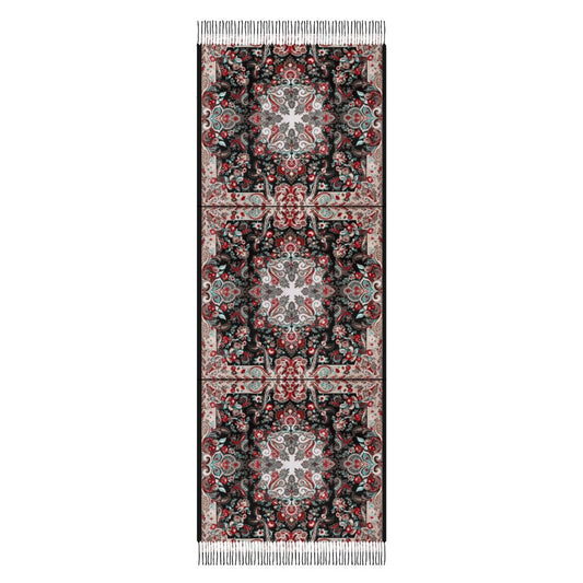 Paisley in Black Cashmere-like Tassel Scarf (All-Over Printing)