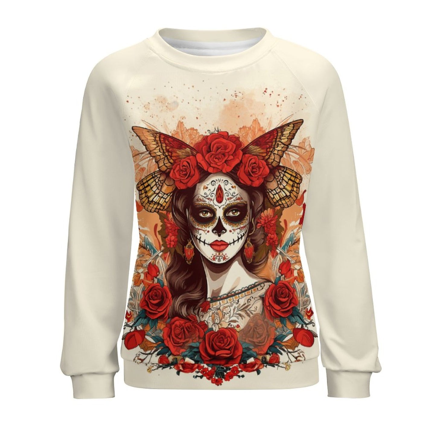 Day of Dead Fall 280gsm Custom Sweatshirt Designs Raglan Style RHDEC2 (All-Over Printing)