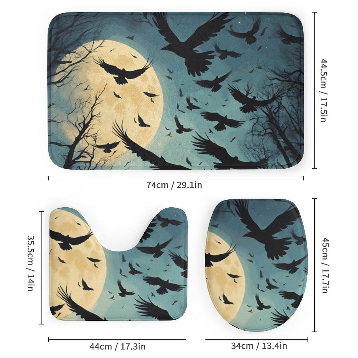 Shower Curtain Set with 3 Rugs