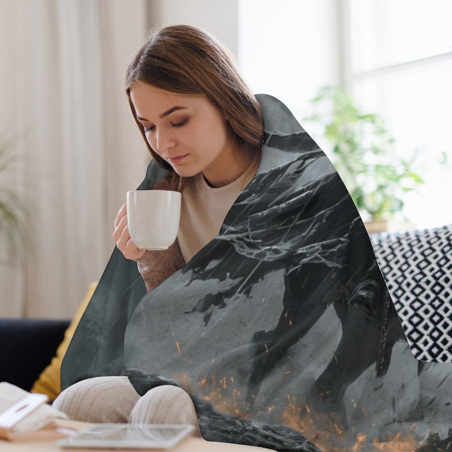 Elden Ring Cloaked Knight 250gsm Flannel Throw Blanket-60"x80"