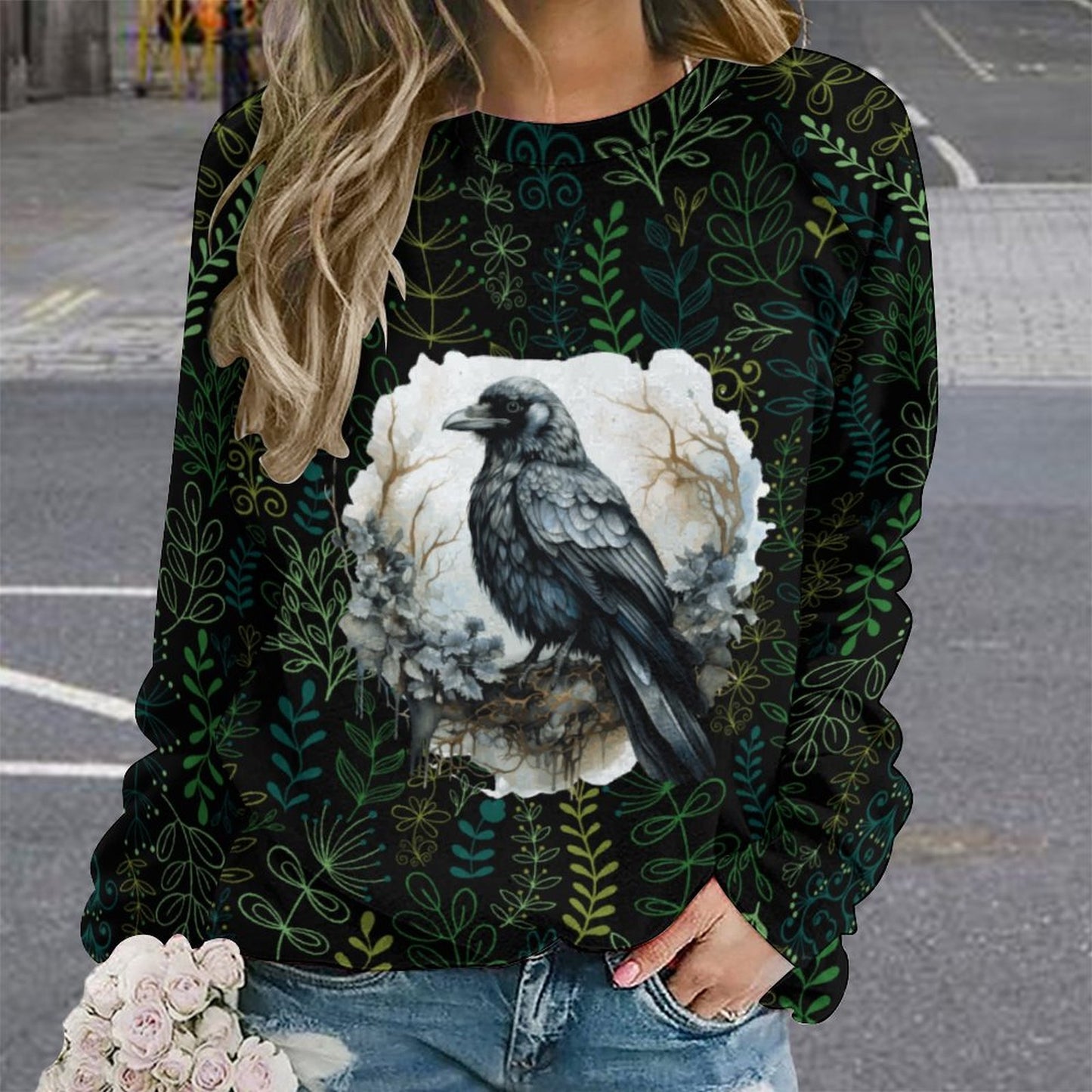 Green Crows Nest280gsm Custom Sweatshirt Designs Raglan Style RHDEC2 (All-Over Printing)