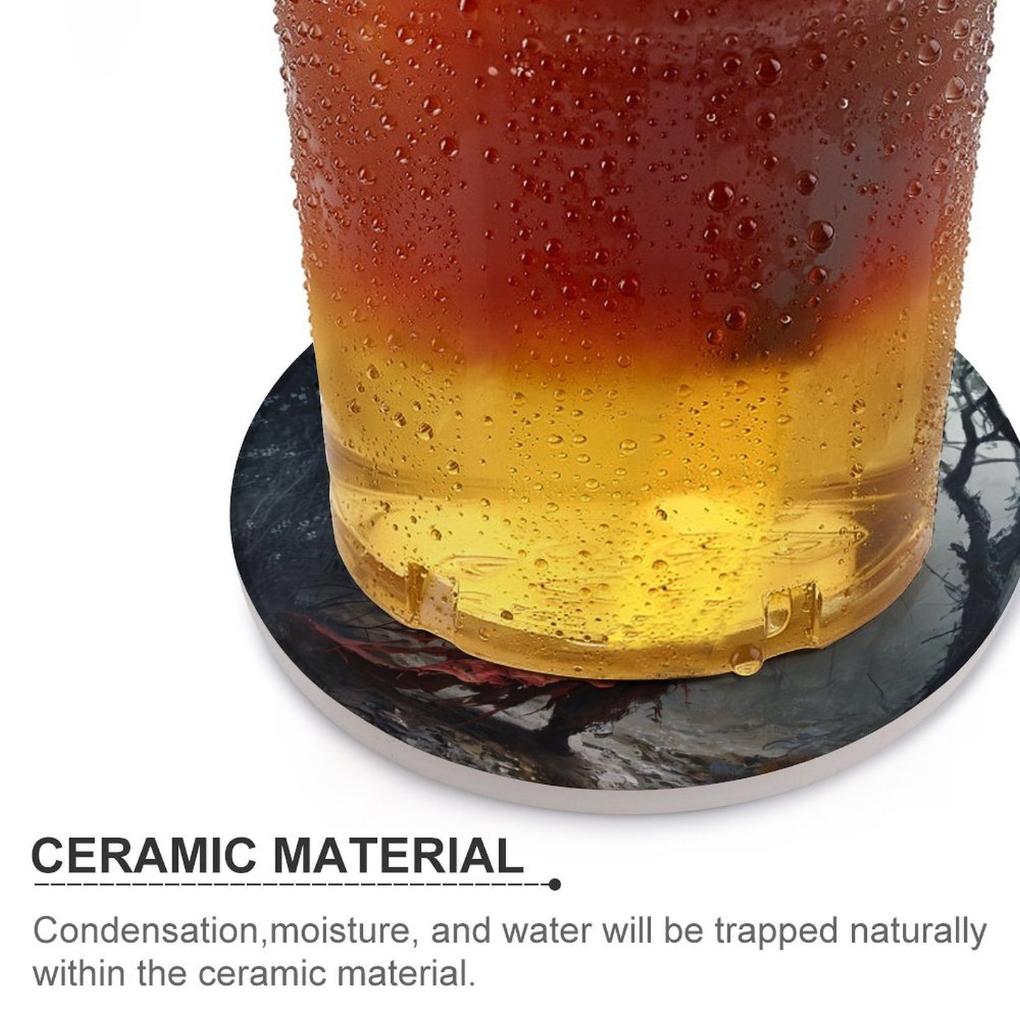 Manon Blackbeak Dragon Ceramic Coaster - Fantasy Witchy Home Decor