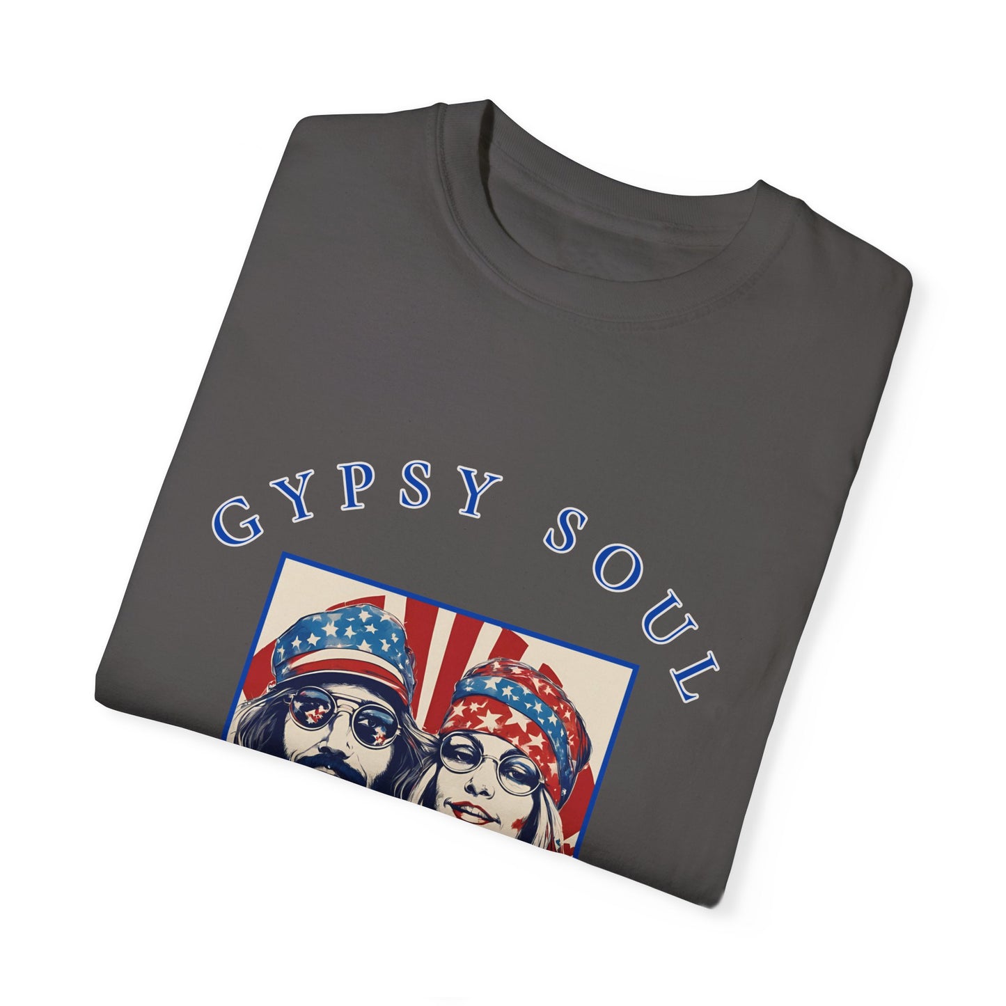 Gypsy Soul Red, white, blue, and groovy too T-shirt, hippy style, 4th of july, Independence day, American party, hippy girl, patriotic hippy,flower children, Boho girl