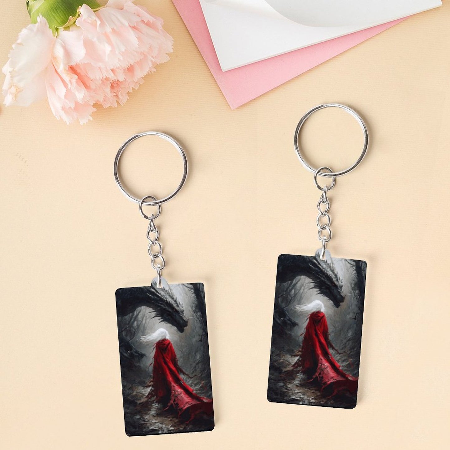 Fantasy Dragon and Aelin Acrylic Keychain (Dual-sided Printing)