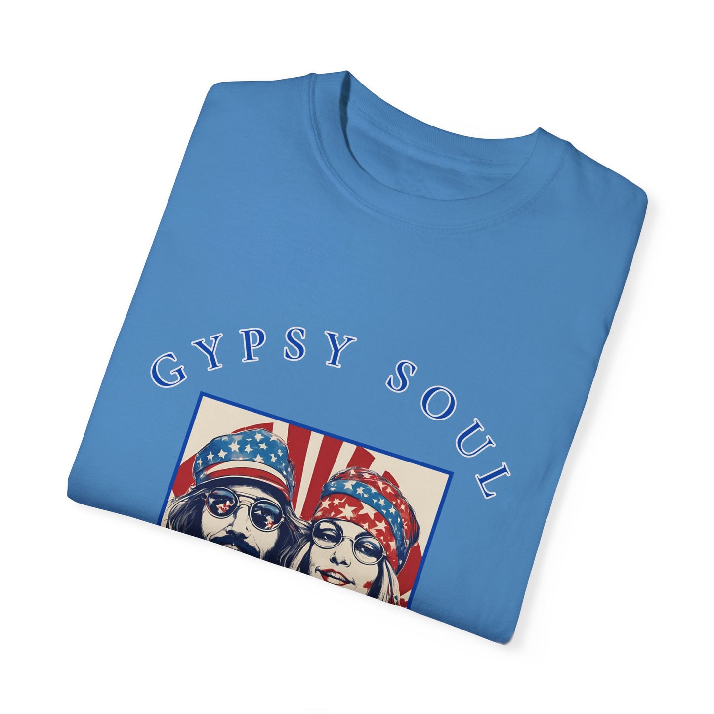 Gypsy Soul Red, white, blue, and groovy too T-shirt, hippy style, 4th of july, Independence day, American party, hippy girl, patriotic hippy,flower children, Boho girl