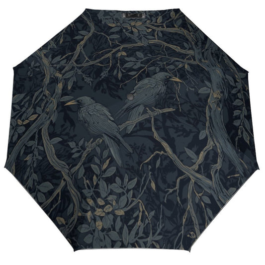 William Morris Inspired Crow Auto Umbrella with Printed Pattern Outside ZYS03-8K