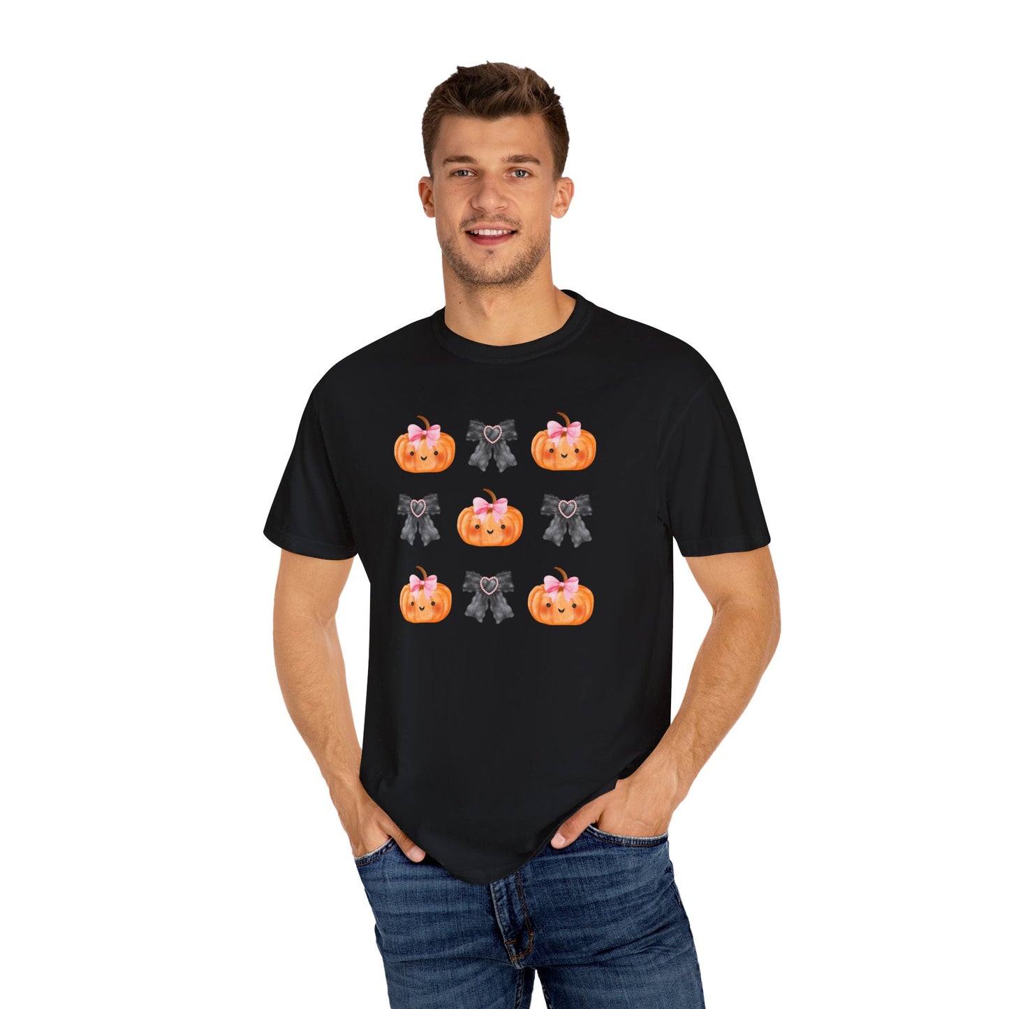 Sweet Pumpkins and Bows Unisex Garment-Dyed T-shirt