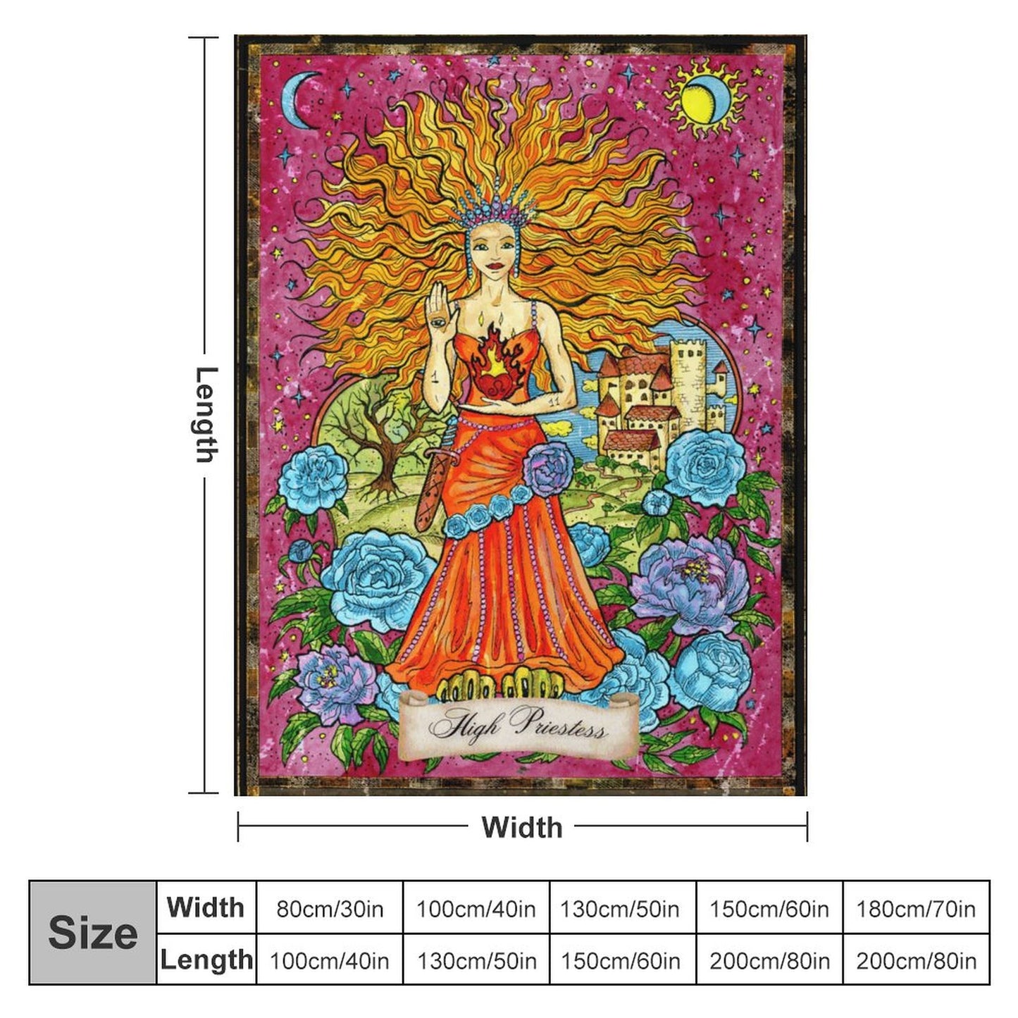 The High Priestess 280gsm Flannel Blanket-60"x80" (Dual-sided Printing)