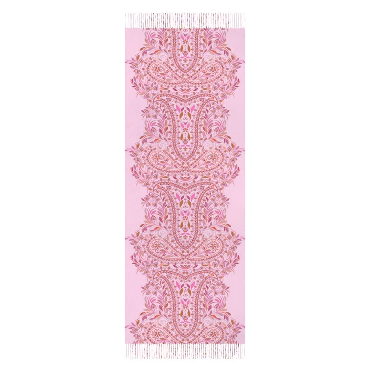 Precious Pink Paisley Cashmere-like Tassel Scarf (All-Over Printing)