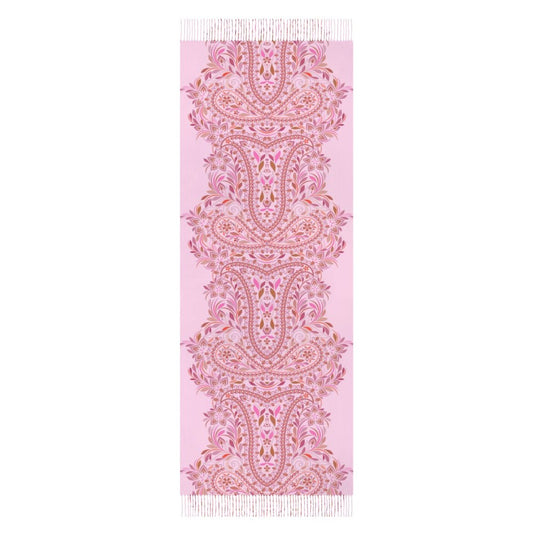 Precious Pink Paisley Cashmere-like Tassel Scarf (All-Over Printing)