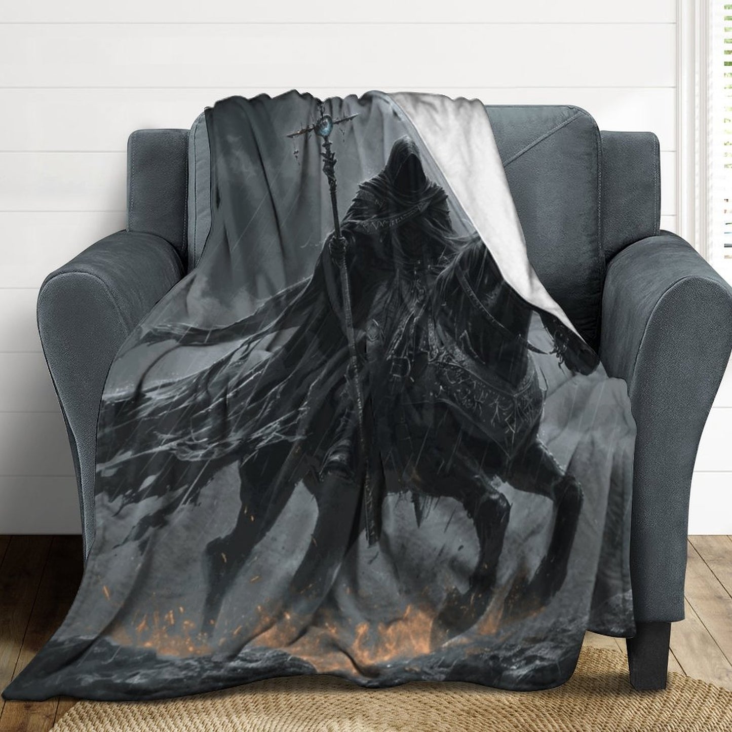 Elden Ring Cloaked Knight 250gsm Flannel Throw Blanket-60"x80"