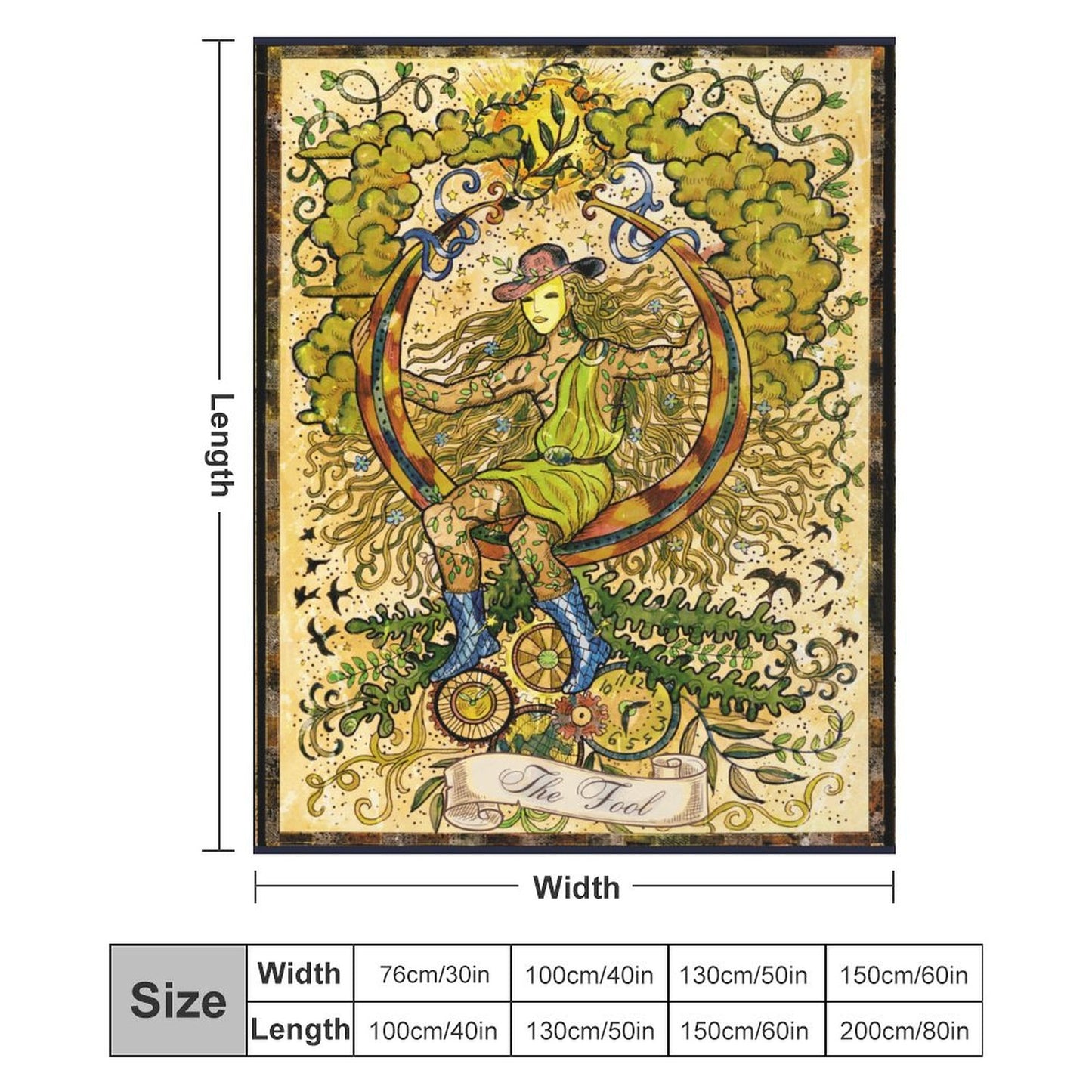 The Fool Tarot 250gsm Vintage Flannel Blanket-50"x60"