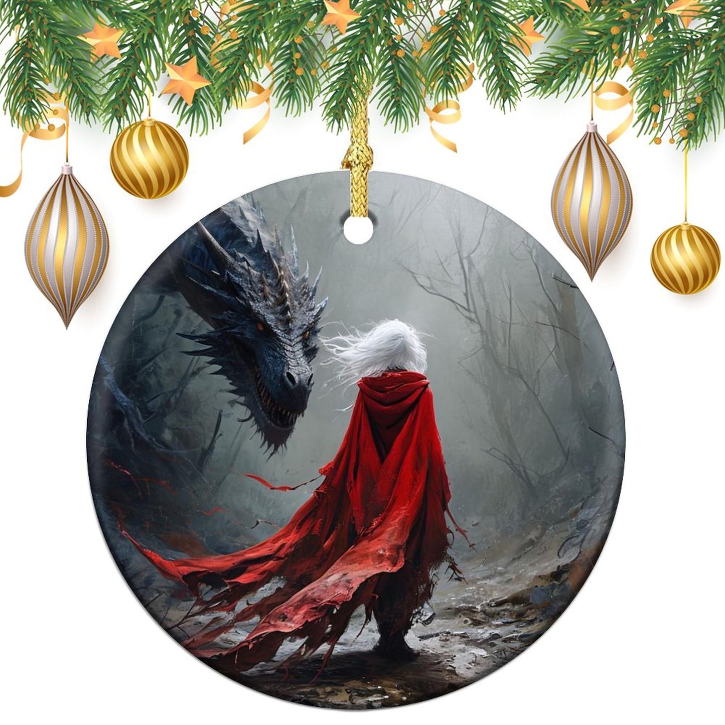 Fantasy Throne of Glass Aelin Inspired Round Christmas Ceramic Ornament