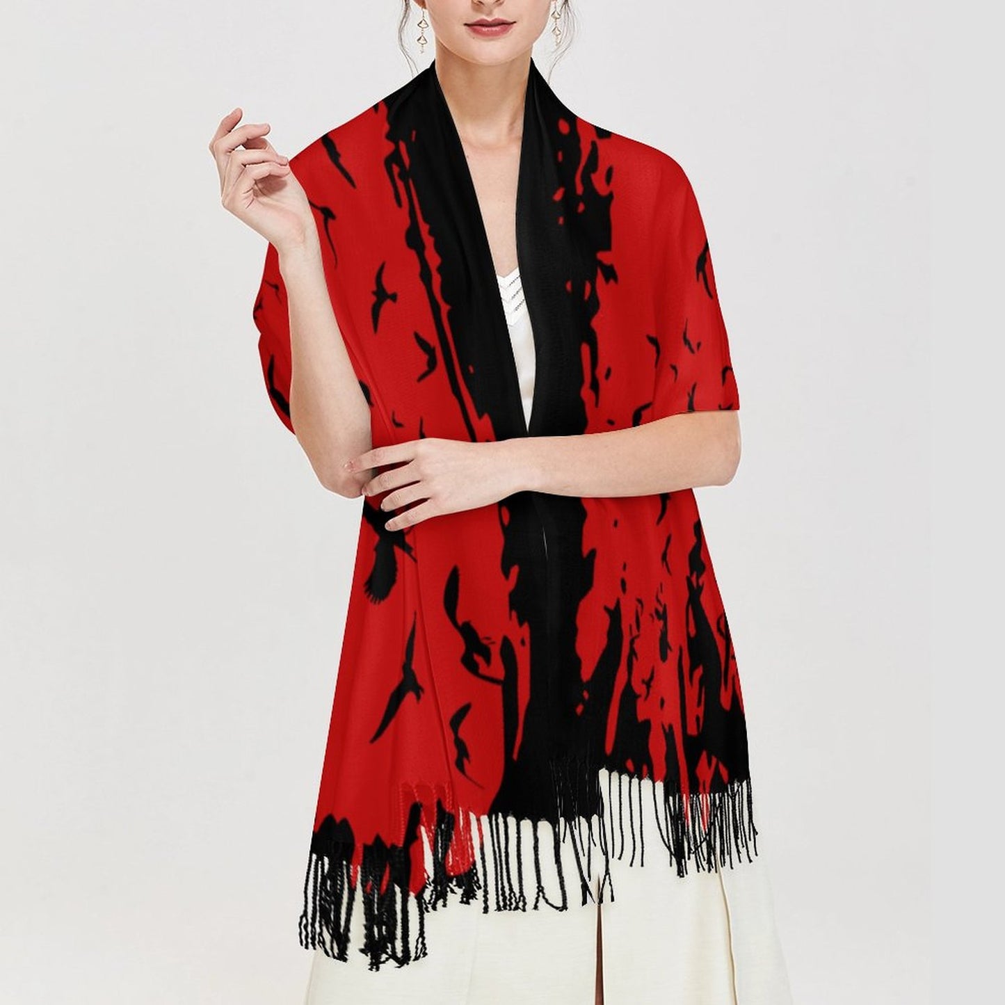 Murder of Crows Siren Tassel Scarf (All-Over Printing)