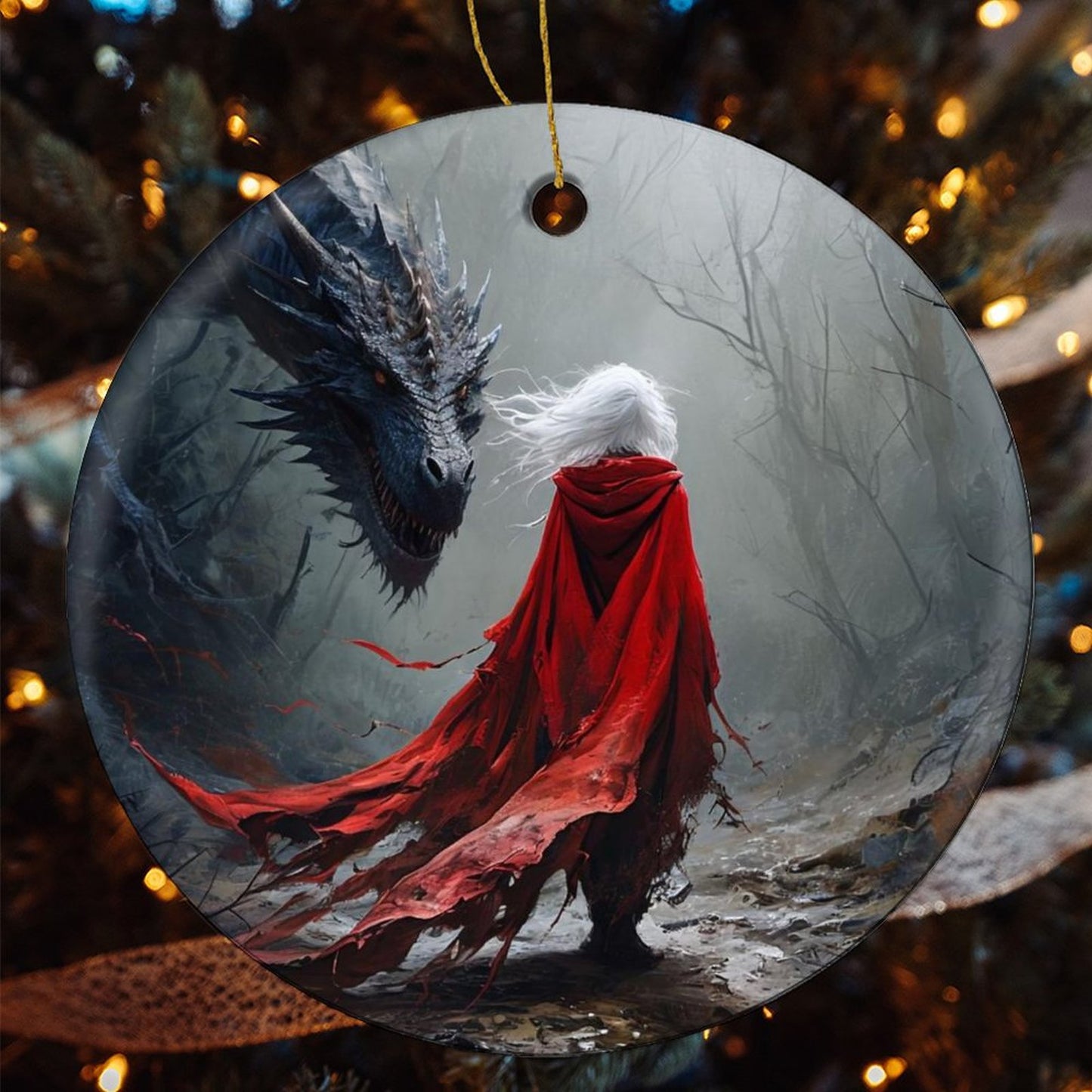 Fantasy Throne of Glass Aelin Inspired Round Christmas Ceramic Ornament