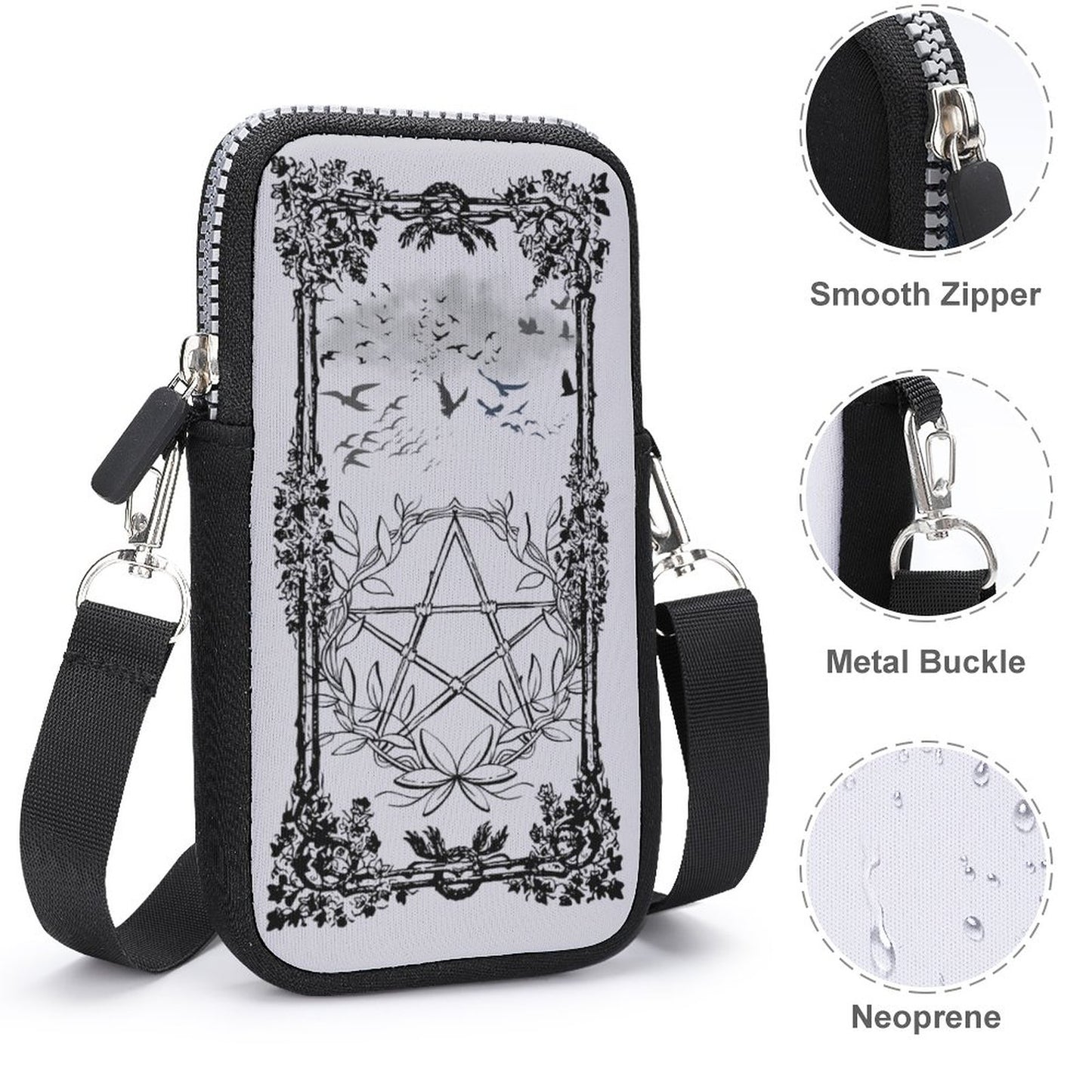 Wiccan Murder of Crows Cell Phone Crossbody Pouch