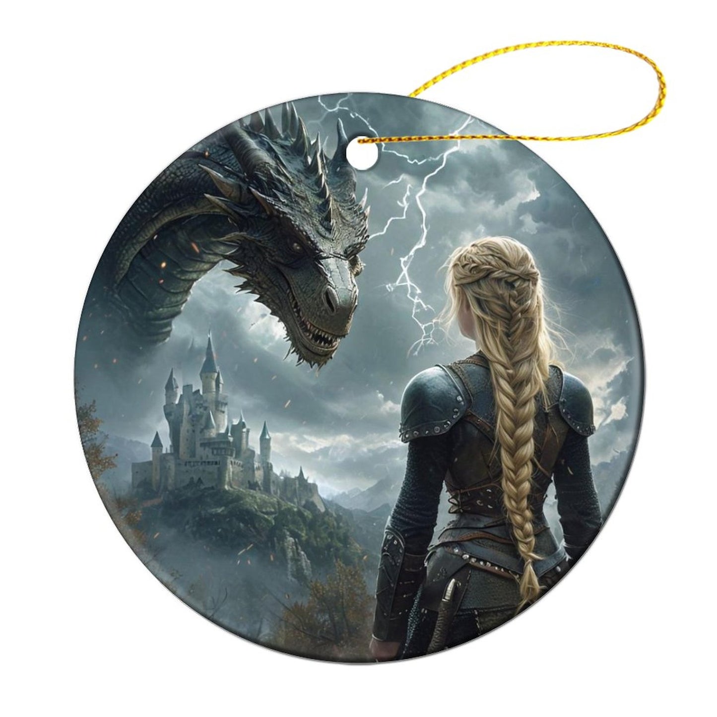 Fantasy Throne of Glass inspired Round Christmas Ceramic Ornament