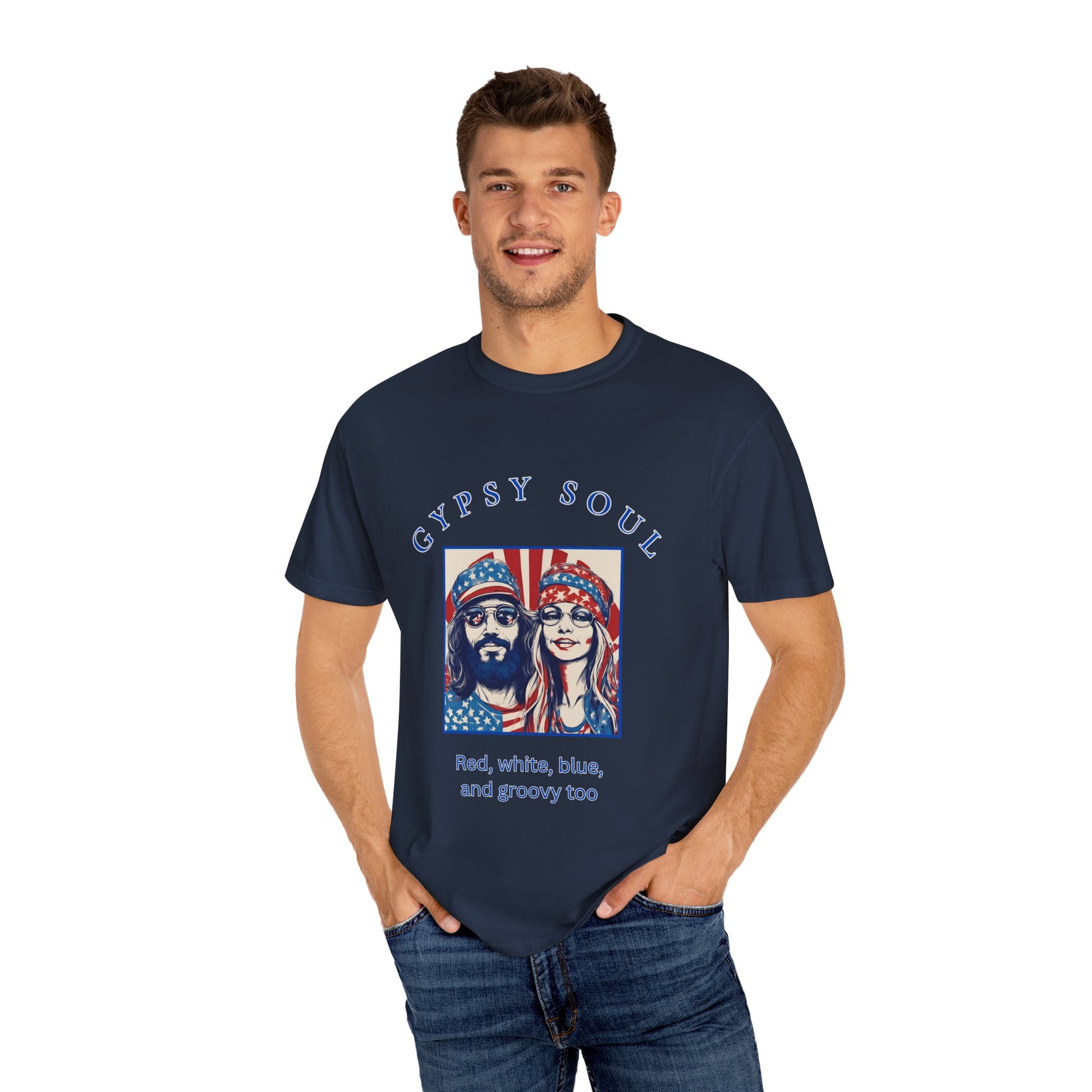 Gypsy Soul Red, white, blue, and groovy too T-shirt, hippy style - The Witchy Gypsy