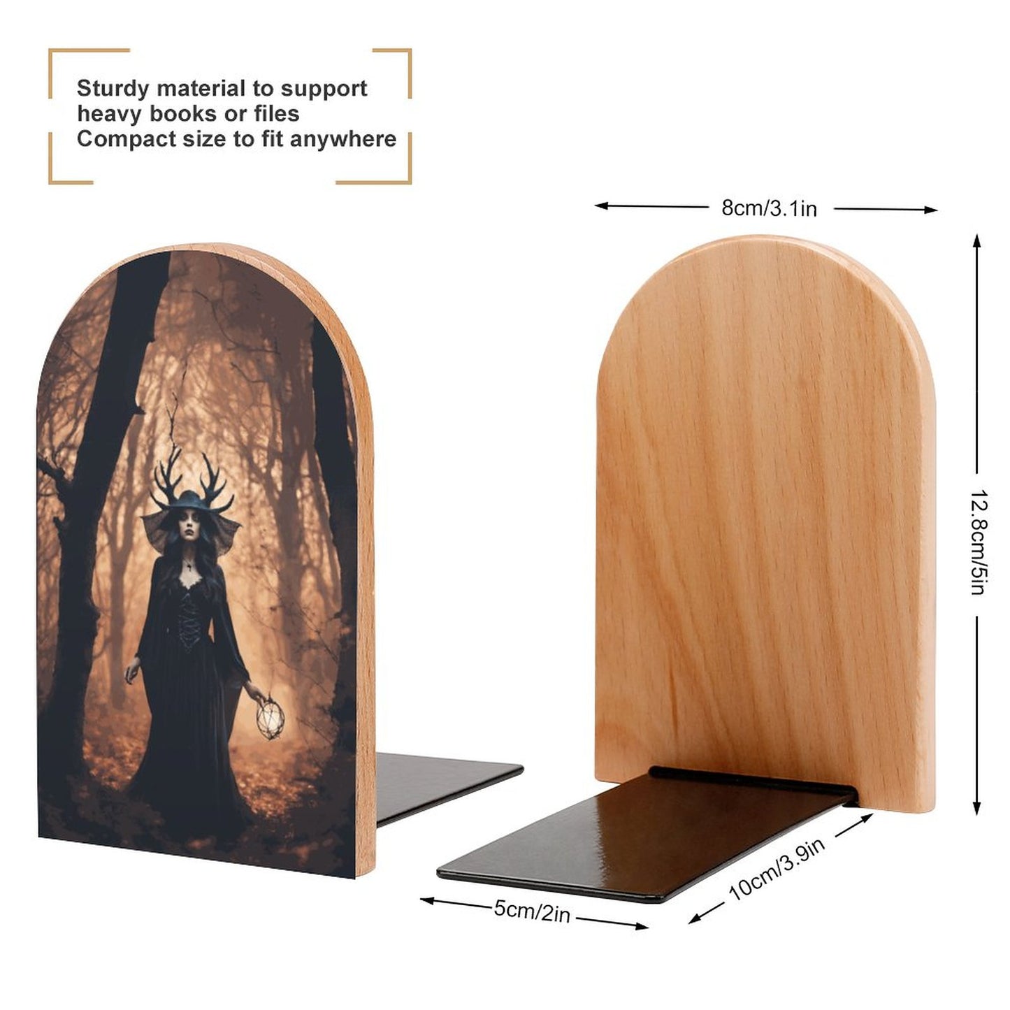 Forest Witch Wood Bookends (Set of 2)