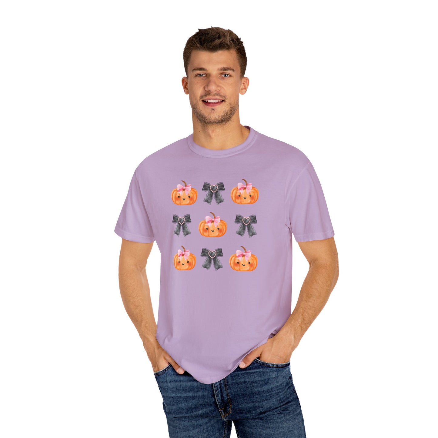 Sweet Pumpkins and Bows Unisex Garment-Dyed T-shirt