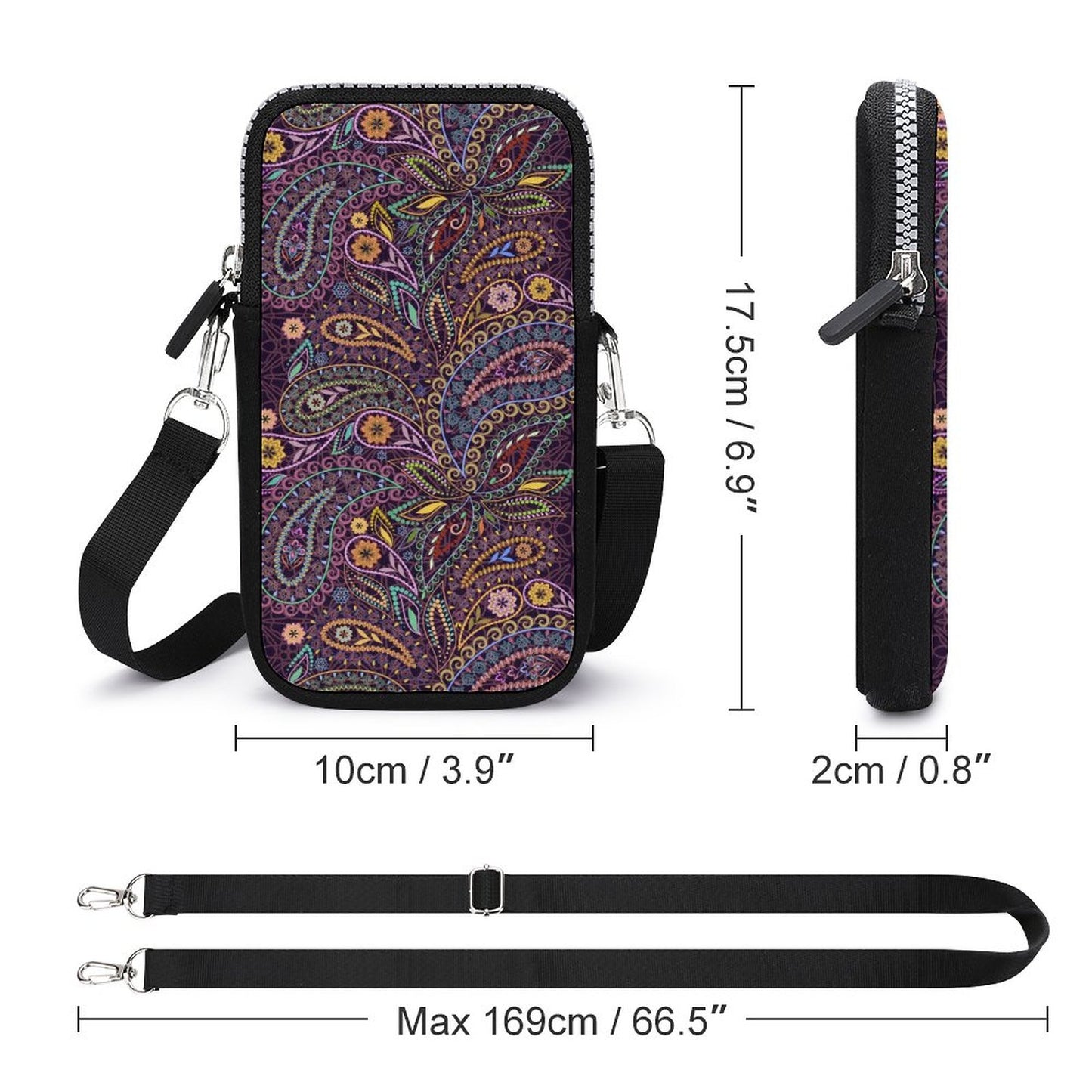 Paisley Passion Cell Phone Crossbody Pouch