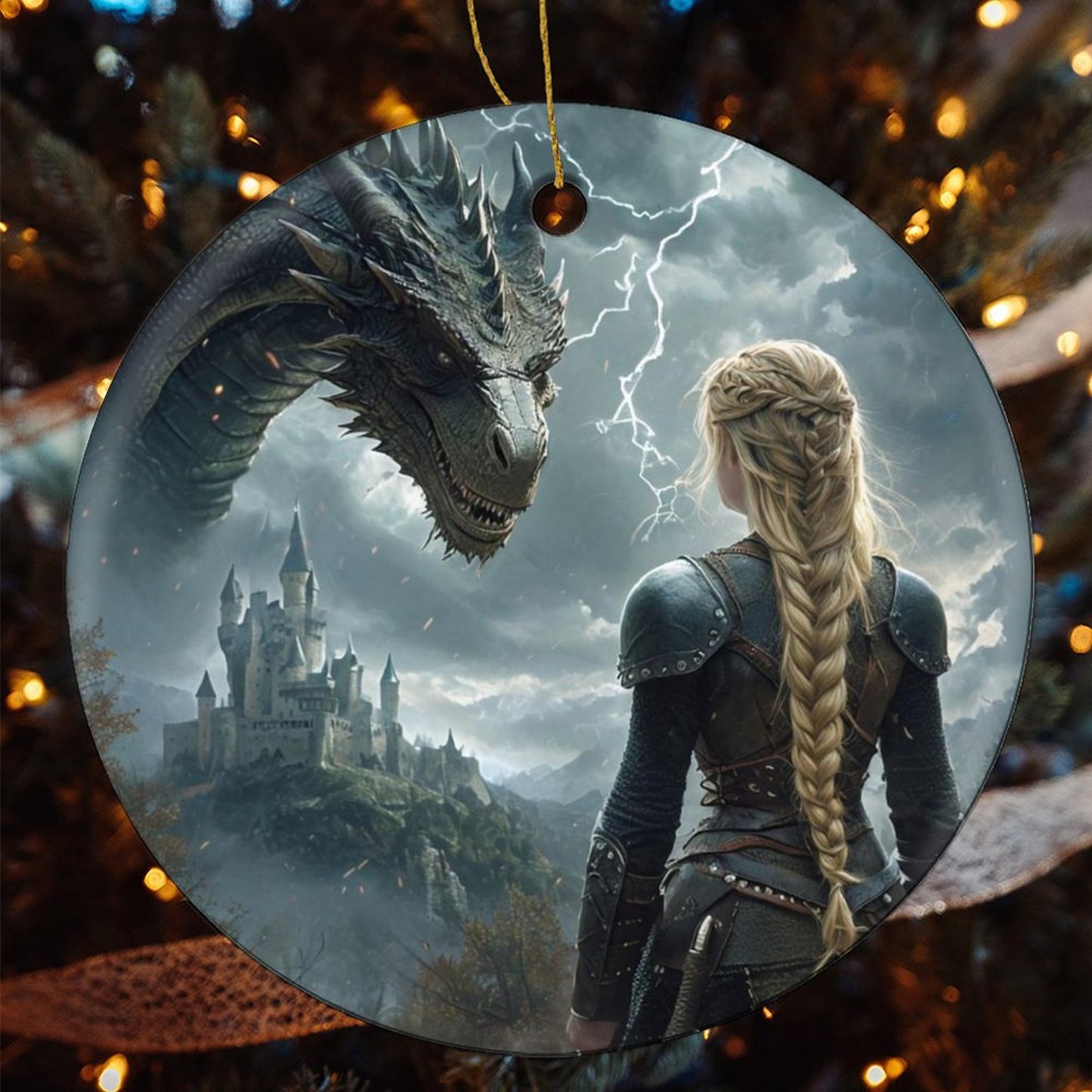 Fantasy Throne of Glass inspired Round Christmas Ceramic Ornament