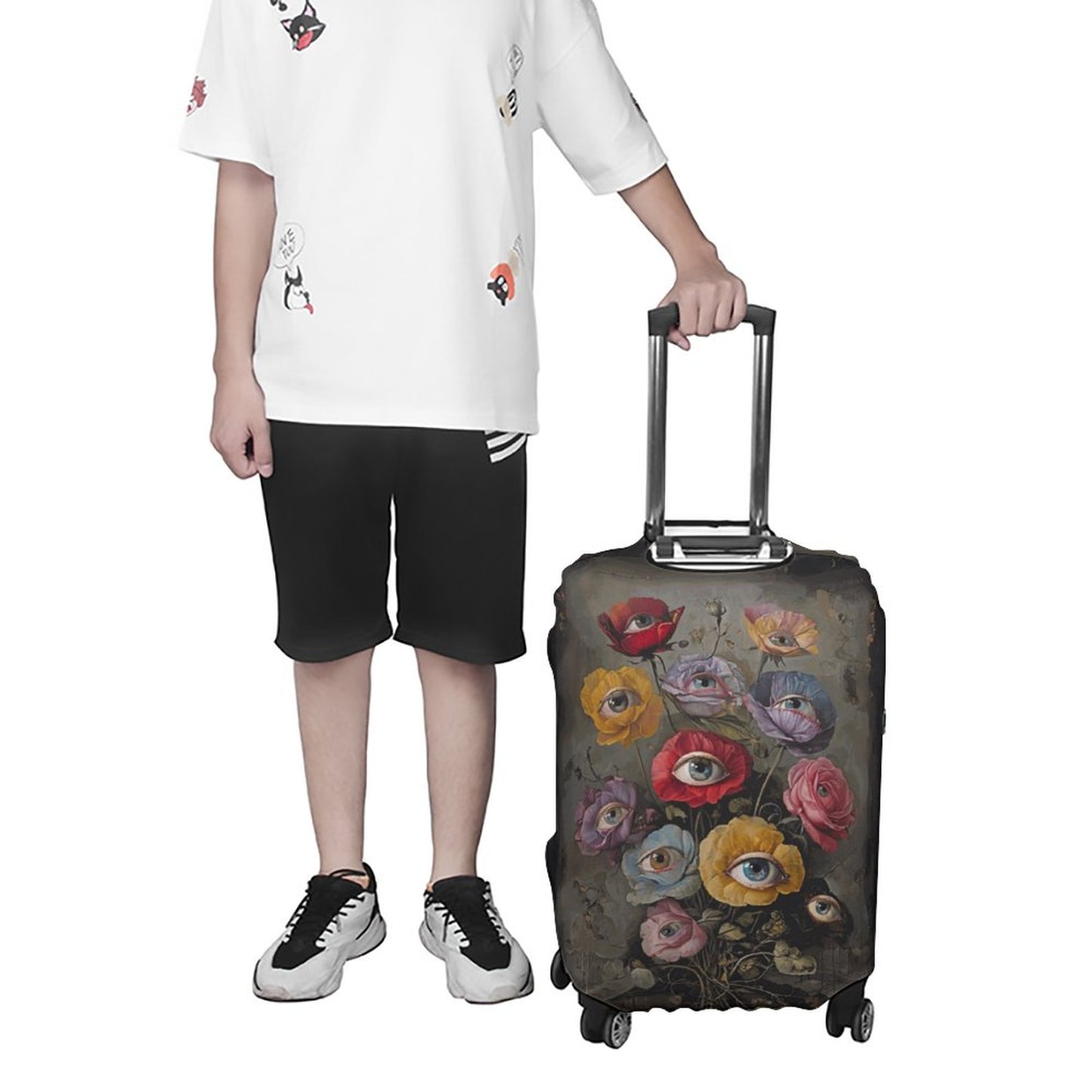 Human Eyes Floral Secure and Stylish Luggage Covers