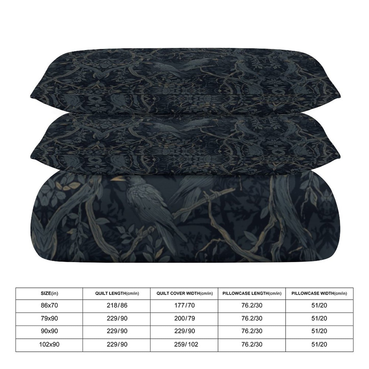 William Morris Inspired 3-Piece Bedding Set-90"x90"/ 229x229cm (Dual-sided Printing)