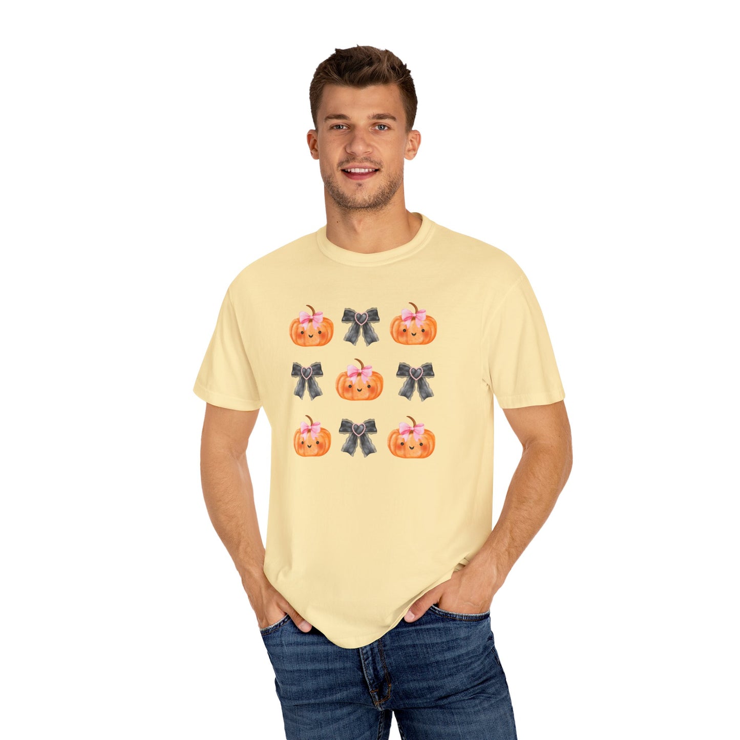 Sweet Pumpkins and Bows Unisex Garment-Dyed T-shirt