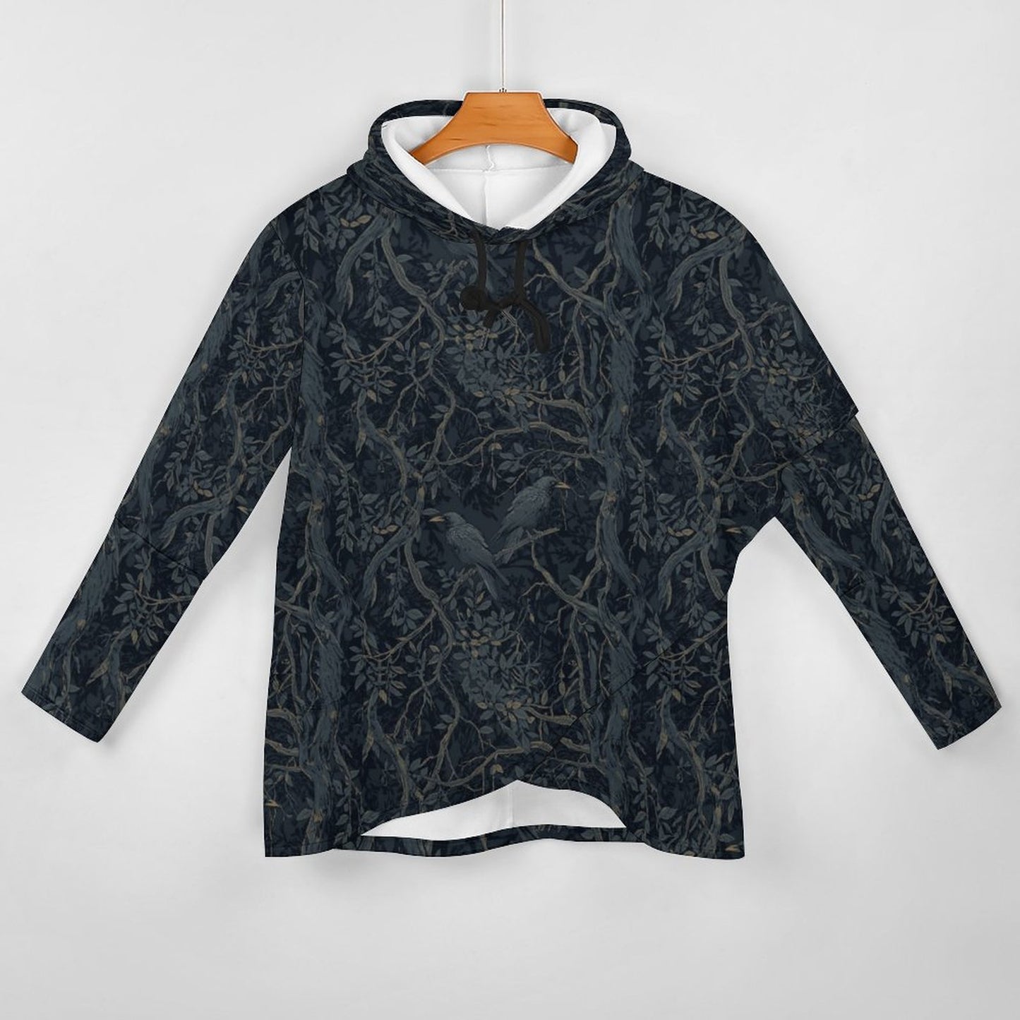 230gsm Poncho-style Long Sleeve Women Hoodie with Irregular Hem DS001 (All-Over Printing)