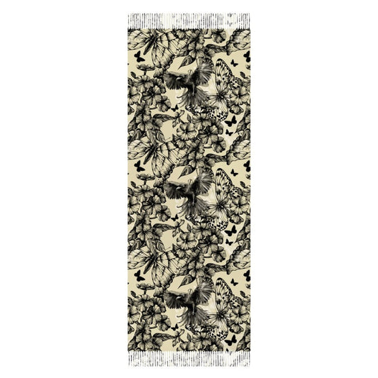 Crows in Flight Cashmere-like Tassel Scarf (All-Over Printing)