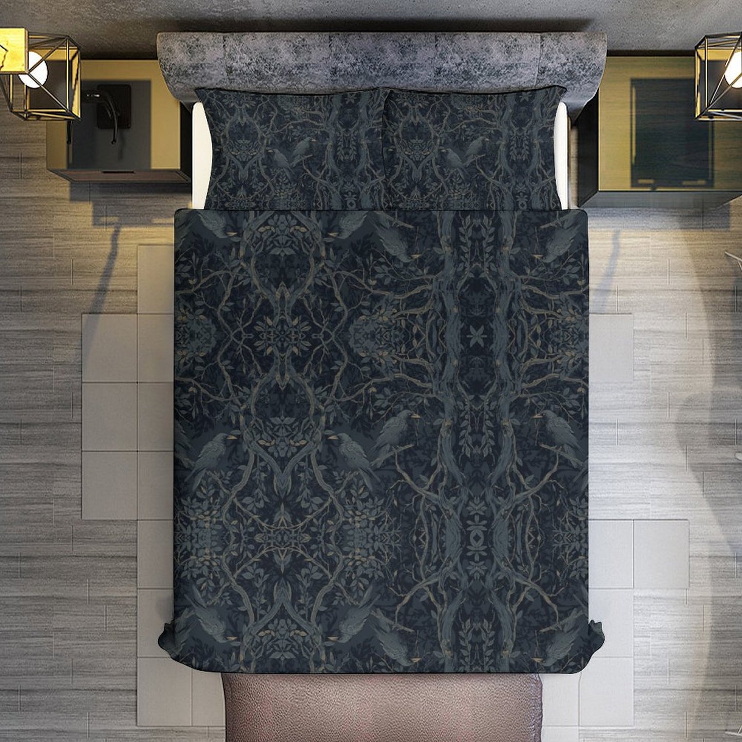 William Morris Inspired 3-Piece Bedding Set-90"x90"/ 229x229cm (Dual-sided Printing)