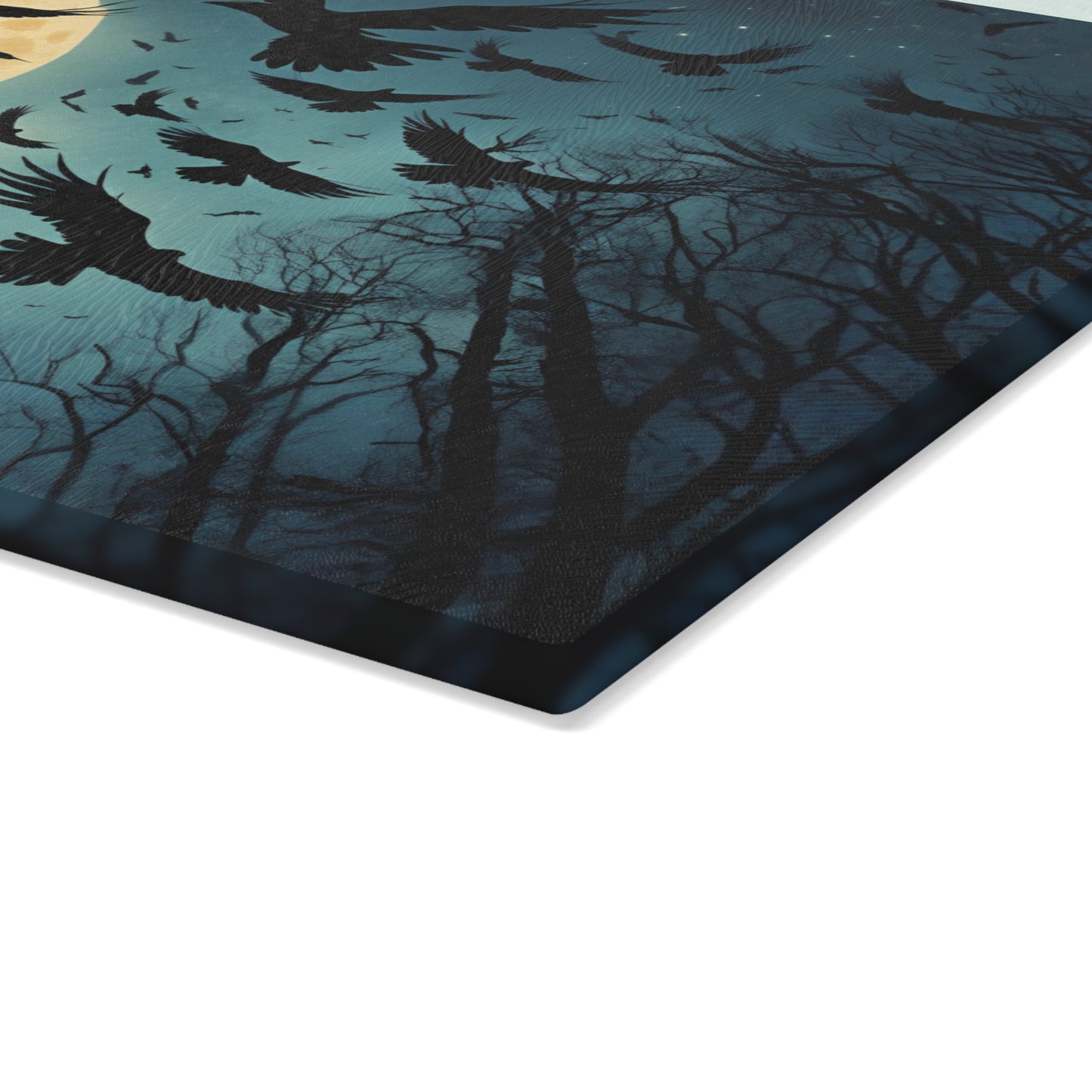 Full Moon Crows Glass Cutting Board | Dark Academia Decor