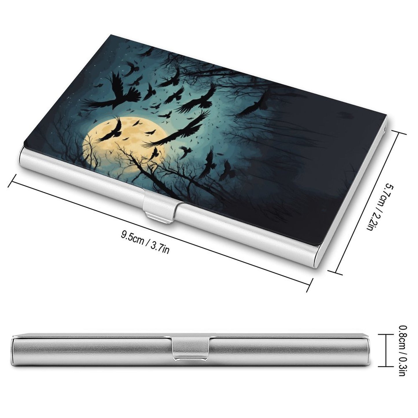 Full Moon Murder of Crows Business Card Holder