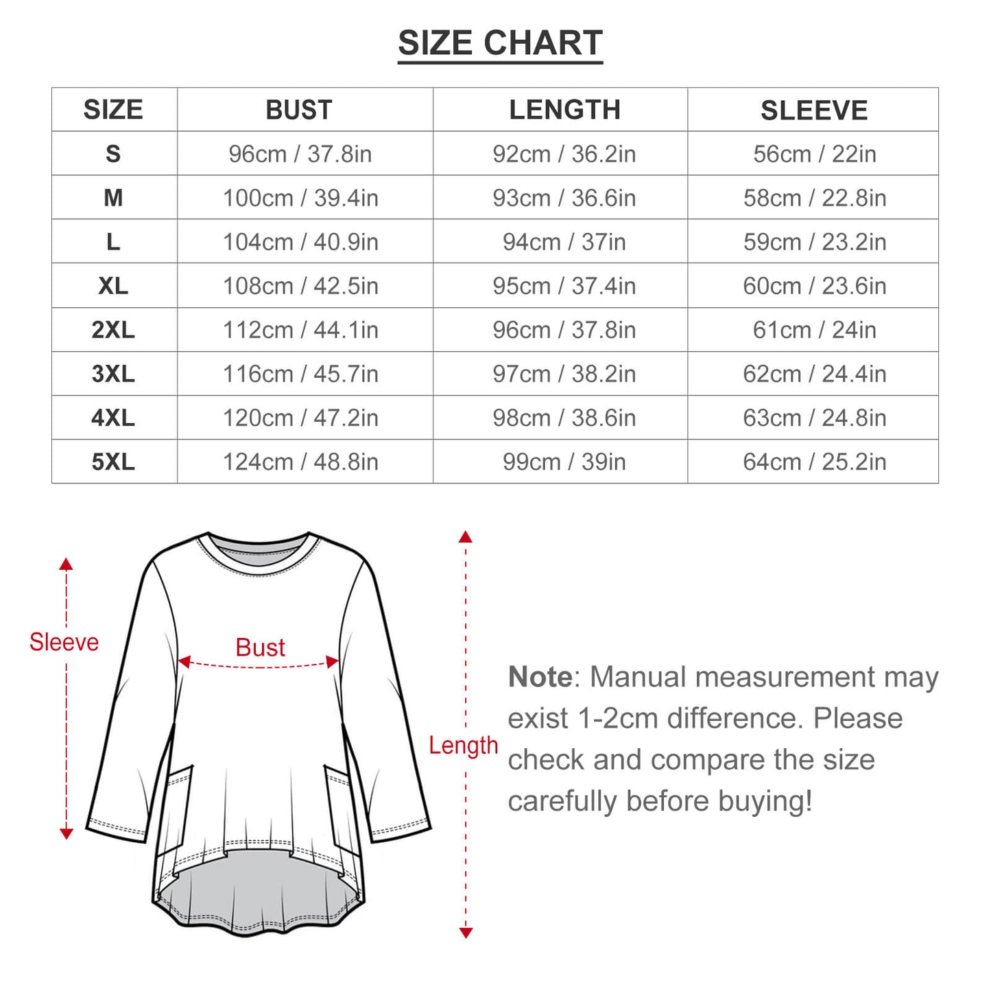 Loose Long-sleeve Dress with Pockets (All-Over Printing)
